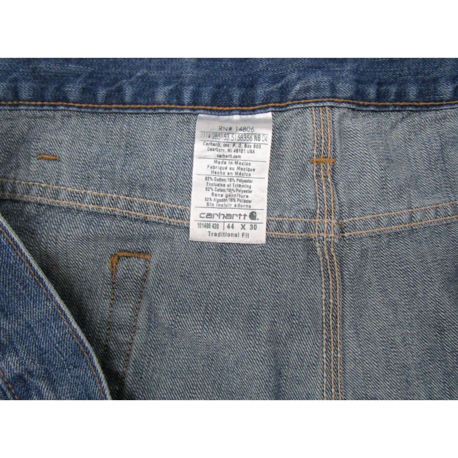 Carhartt Carhartt Jeans Men Medium Wash Denim 44x30 Traditional Fit Size 44 30 Inseam Blue Straight Denim Logo Mens Size US 44 / EU 60 - 4 Thumbnail