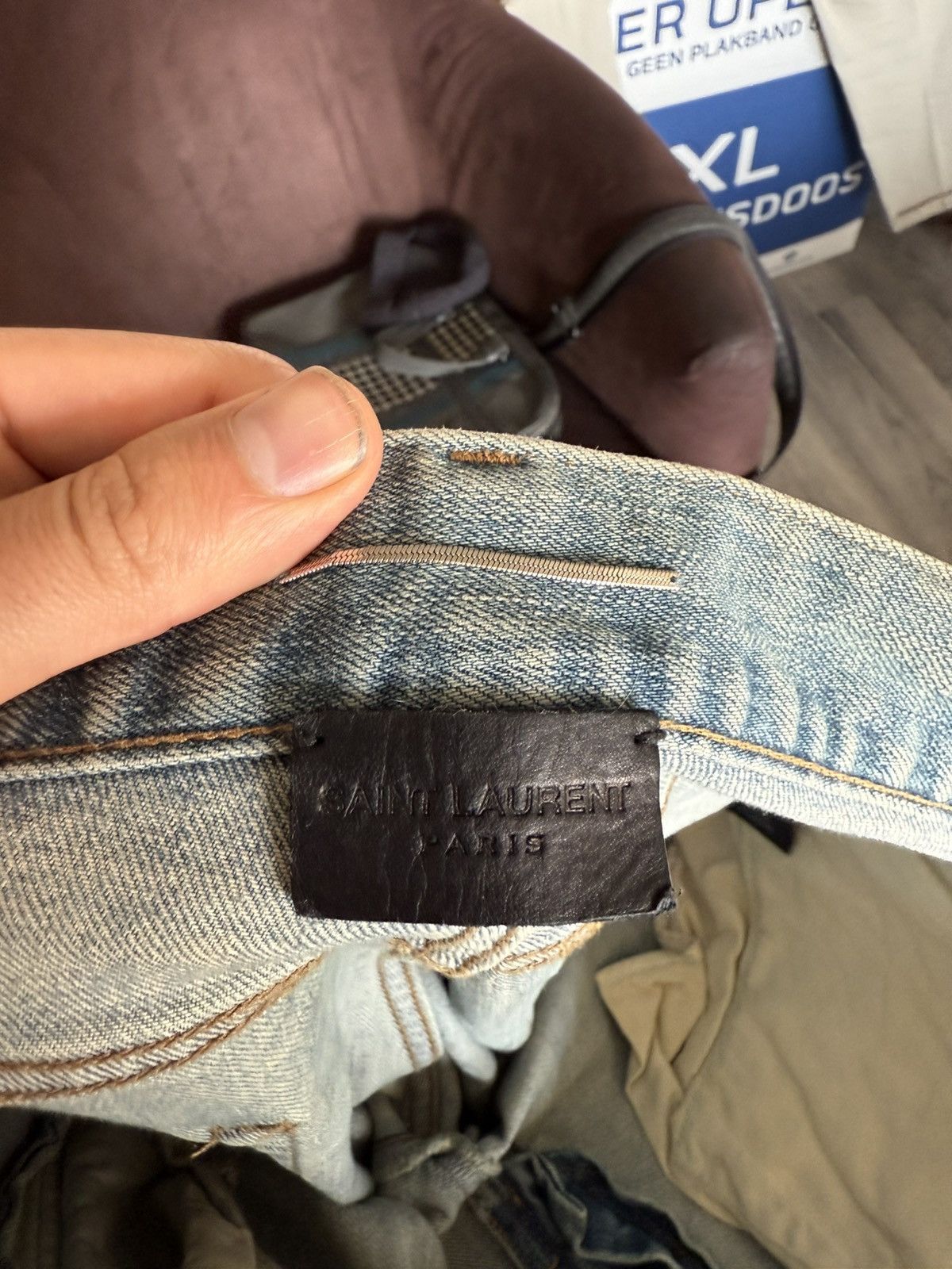 Saint Laurent Paris Distressed Skinny Jeans in Faded Indigo Size US 32 / EU 48 - 14 Thumbnail