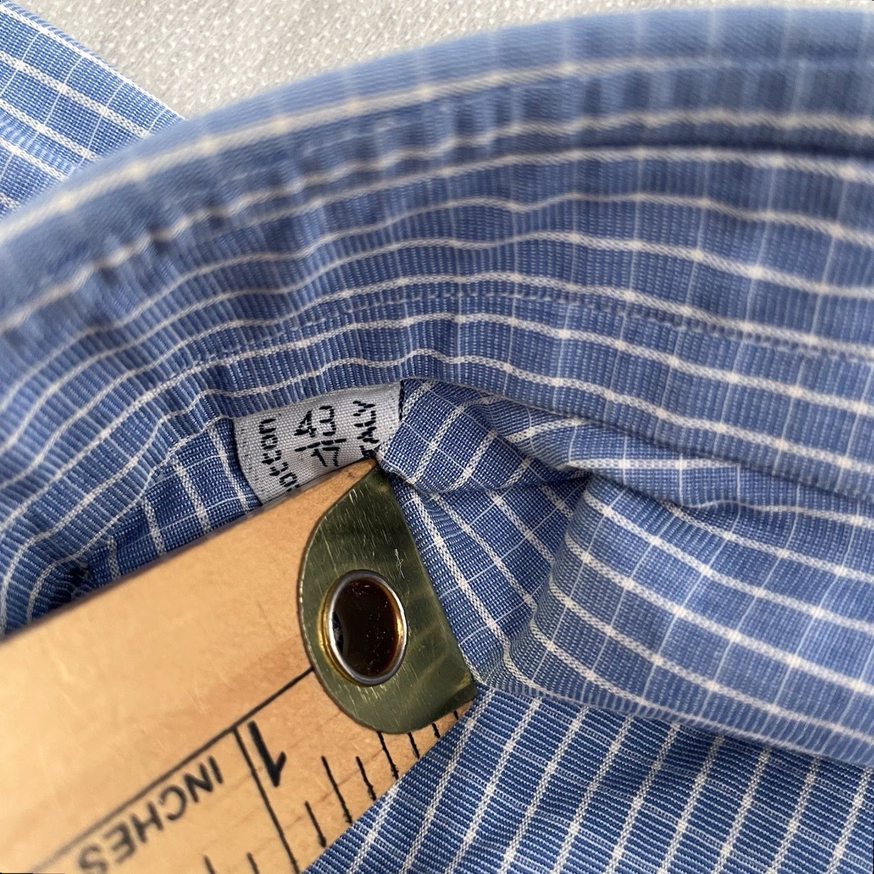 Brioni VINTAGE Brioni Shirt Men 17 Blue Check Long Sleeve Cotton Business Dresswear Italy Size US XL / EU 56 / 4 - 6 Thumbnail