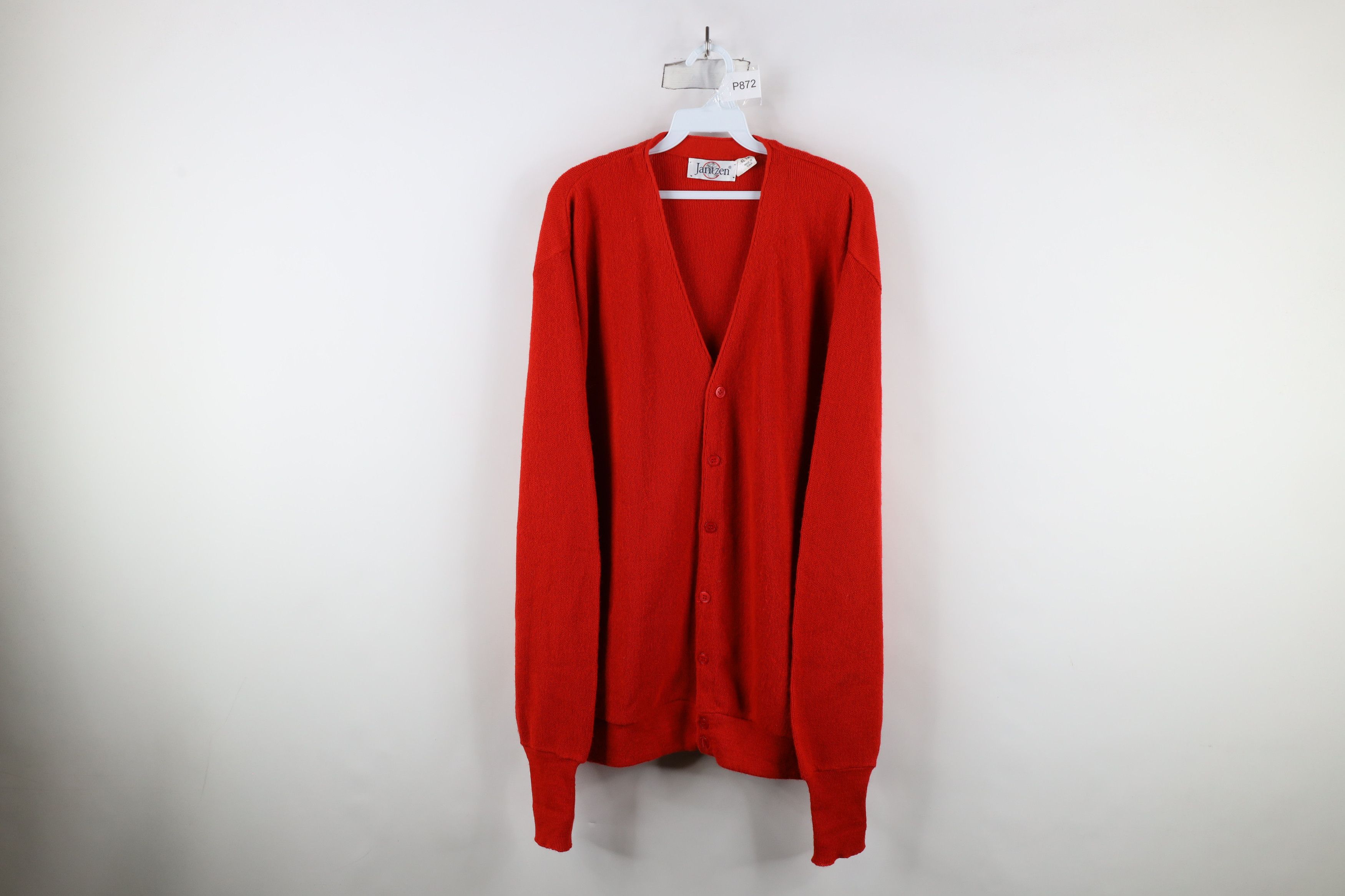 Vintage Vintage 70s Streetwear Cardigan Sweater Red Acrylic USA Size US XL / EU 56 / 4 - 1 Thumbnail