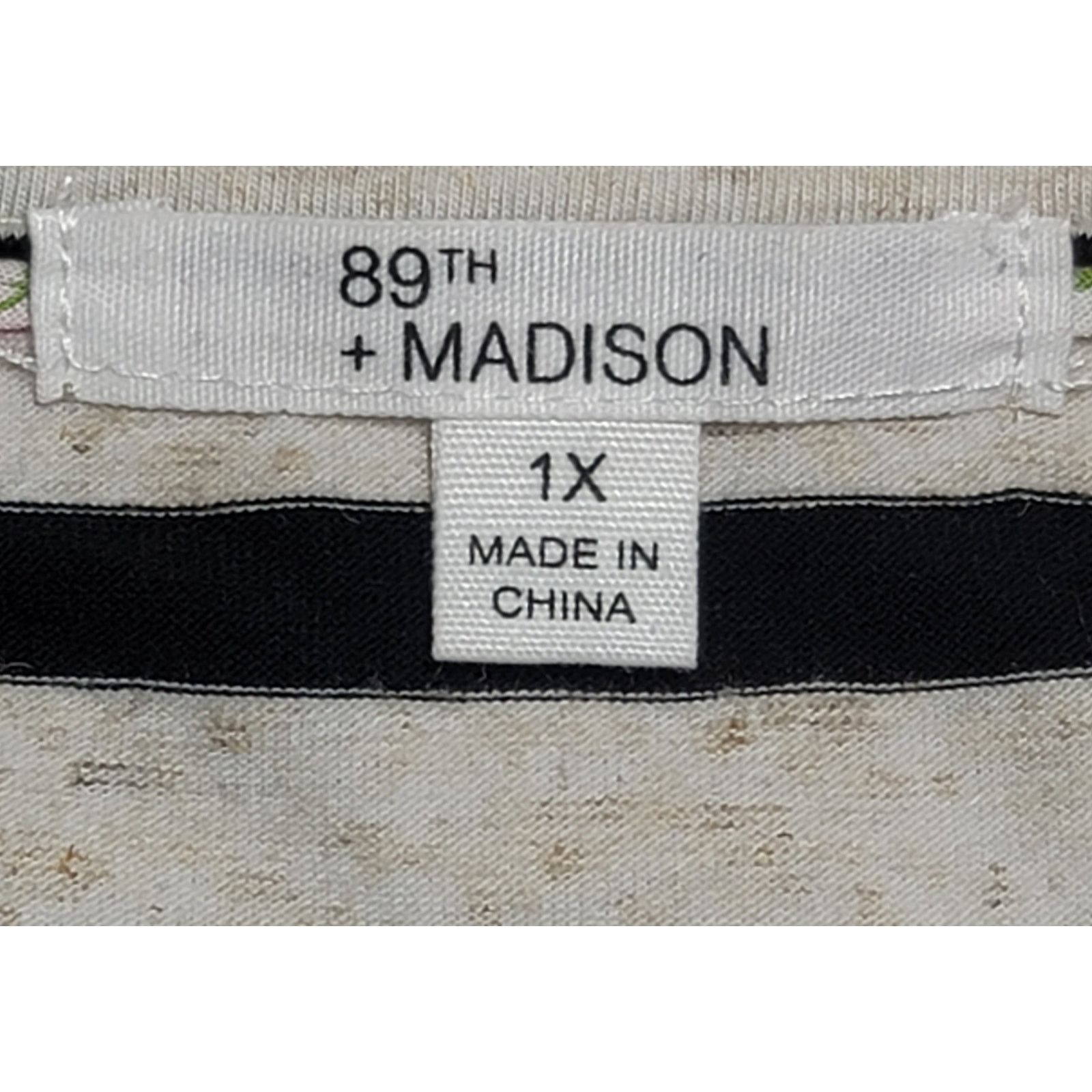 Other 89th & Madison Black Cream Striped Bell Sleeve Top 1X Size XXL / US 16-18 / IT 52-54 - 3 Thumbnail
