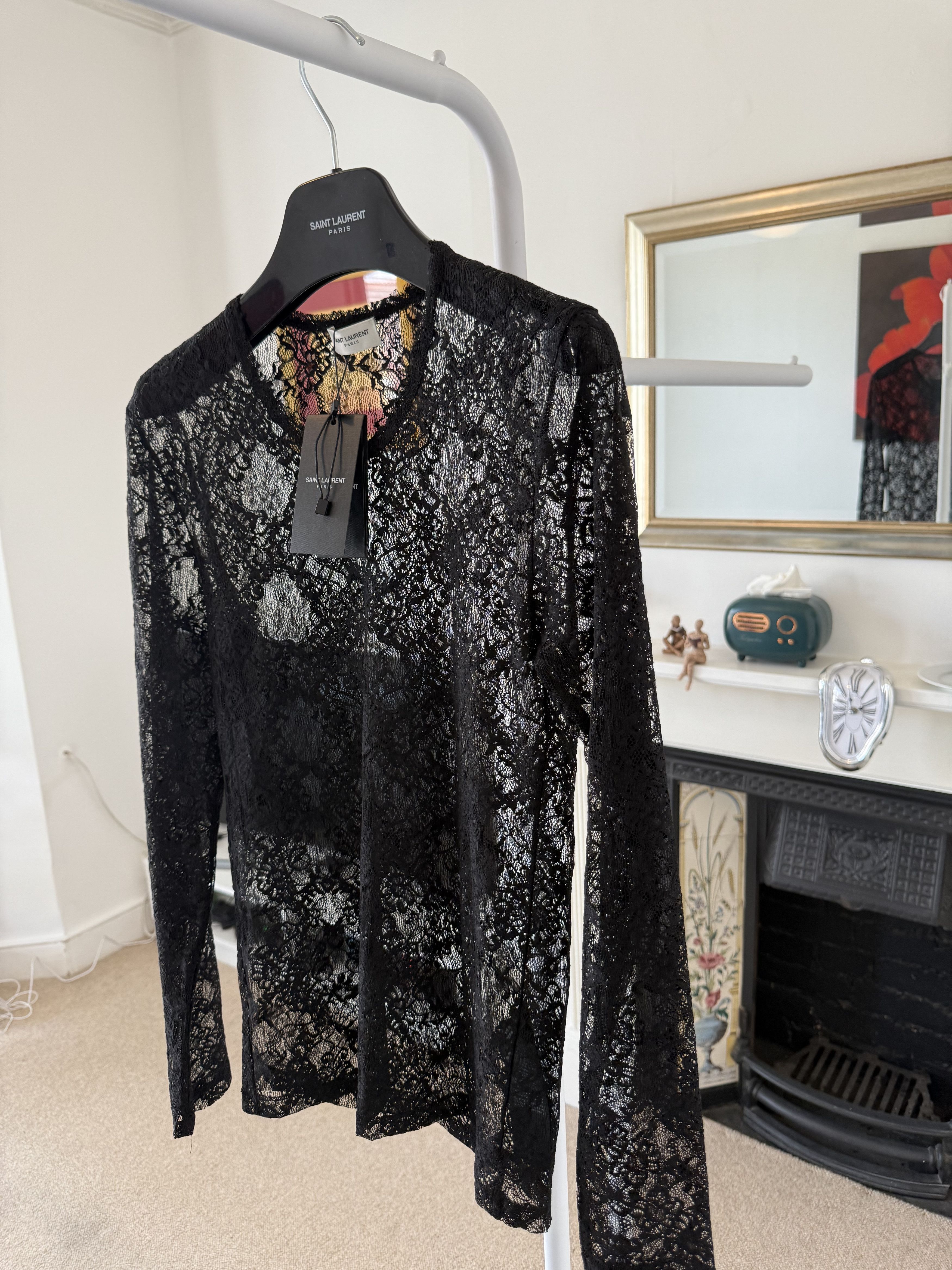Saint Laurent Paris SS22 Saint Laurent Loose Fitted Lace Long Sleeve Tee Size US XS / EU 42 / 0 - 3 Thumbnail
