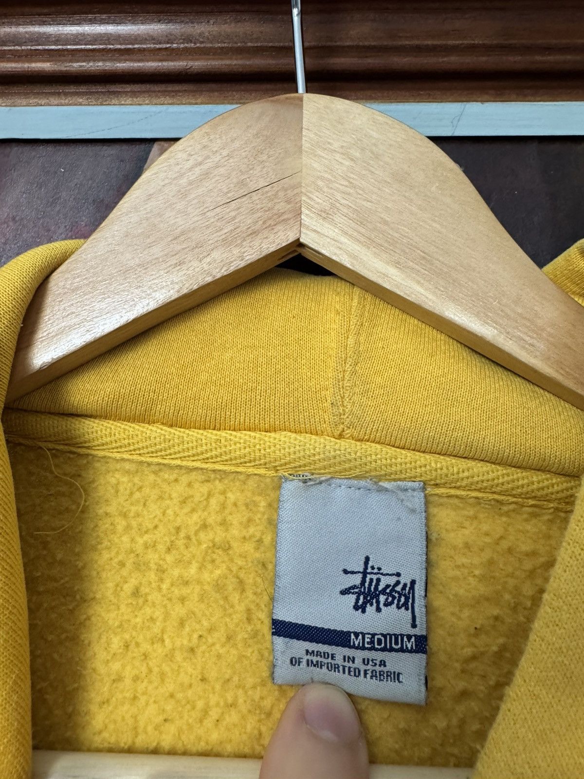 Stussy 💥90s STUSSY BIG LOGO YELLOW HOODIE DISTRESSED WASHED SKATE Size US M / EU 48-50 / 2 - 5 Thumbnail