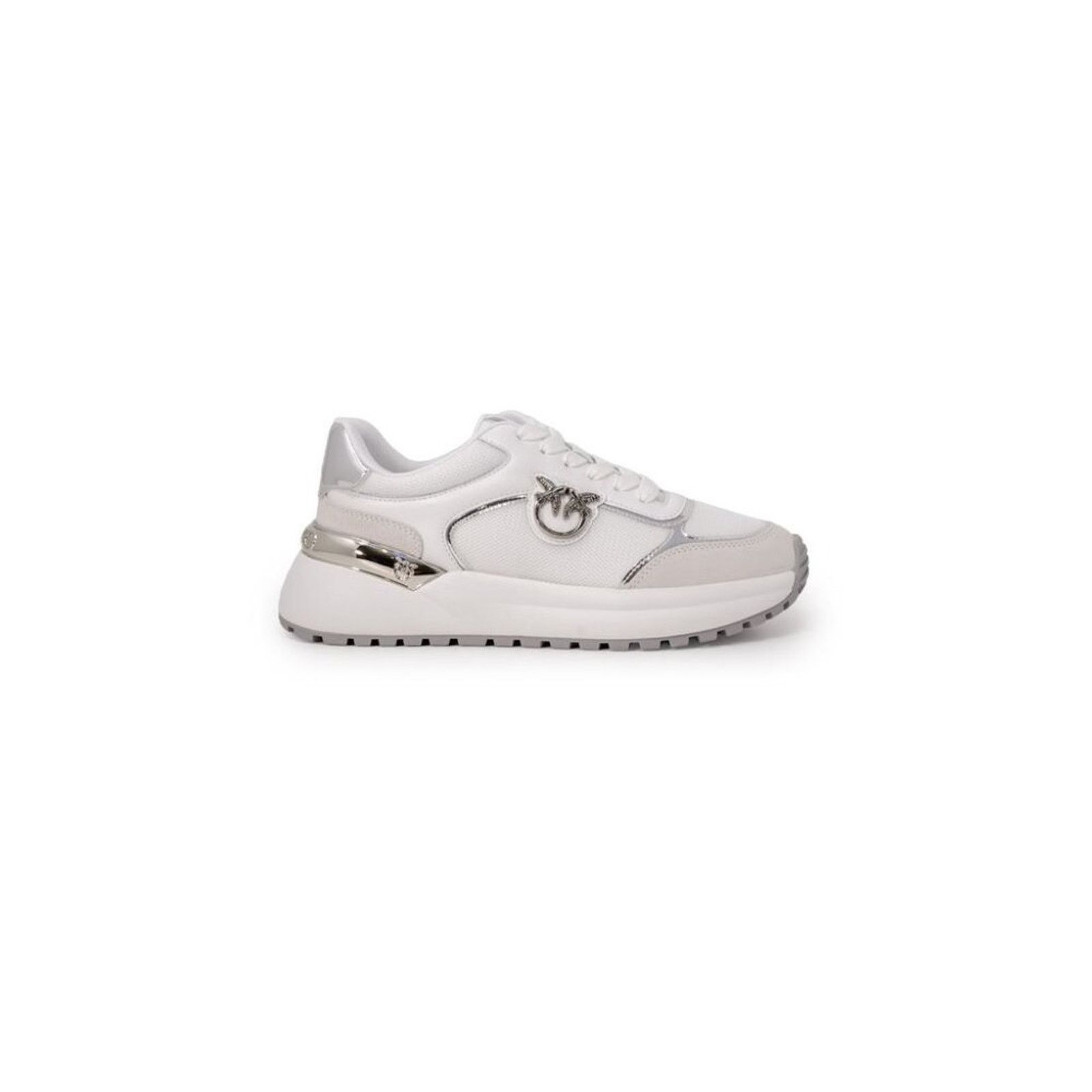 Pinko PINKO White & Silver Leather Women's Designer Sneakers Size US 8 / IT 38 - 2 Thumbnail
