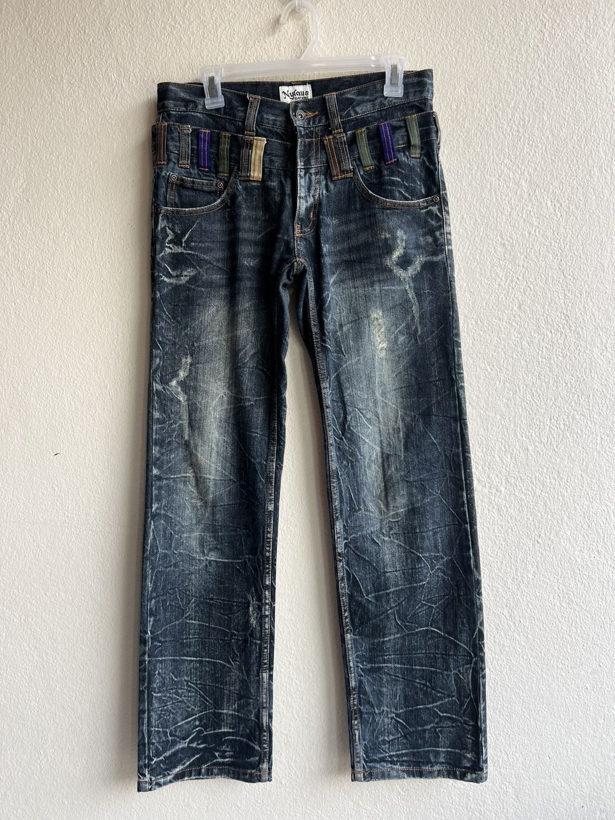 14th Addiction Double Waist Nylaus Clothing Dirty Mud Discharge Denim Jeans Size US 30 / EU 46 - 2 Thumbnail