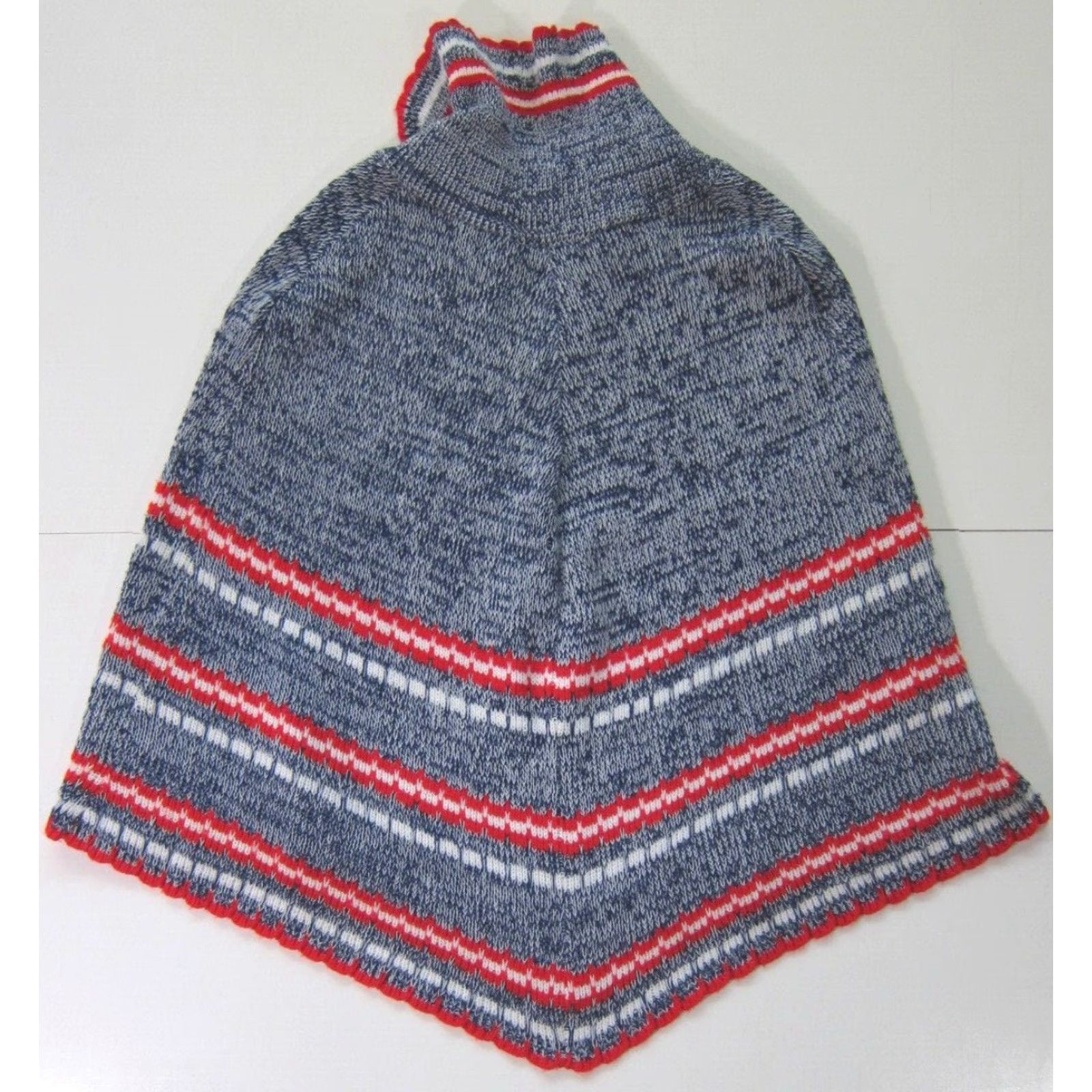 Vintage Vintage Scotch English Red Blue White Knit Collar Pullover Poncho Sweater OS Size ONE SIZE - 2 Thumbnail