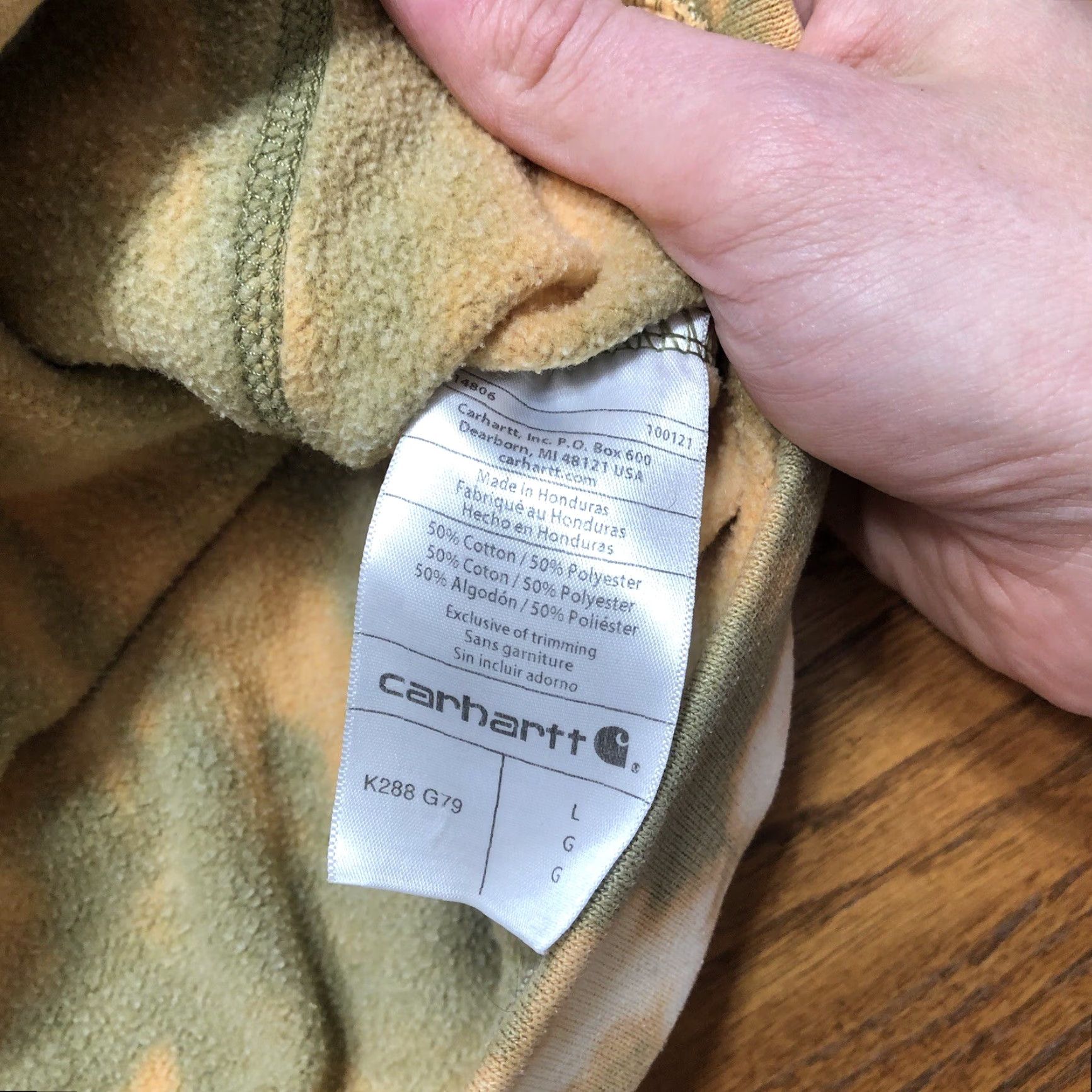 Carhartt Carhartt Hoodie Mens L Green Tie Dye Acid Wash Relaxed Fit Pullover 90s Classic Outdoor Knitted Cotton Blend Polyester Sweatshirt Size US L / EU 52-54 / 3 - 5 Thumbnail