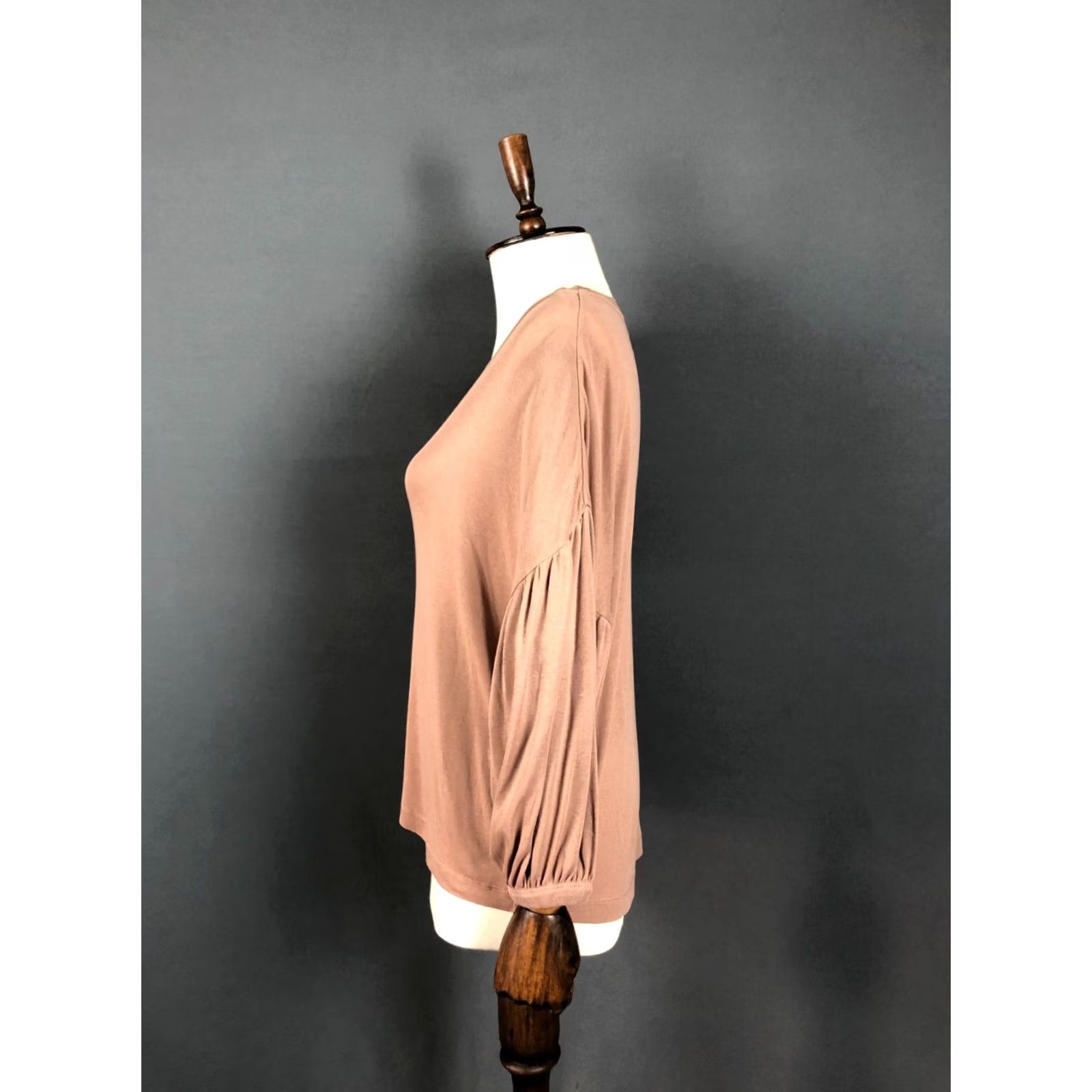 ME+EM ME+EM Blouse Shirt Womens Size S Cotton Brown Bell Sleeve Round Neck 3/4 Sleeve Regular Fit Classic Pattern Size S / US 4 / IT 40 - 2 Thumbnail