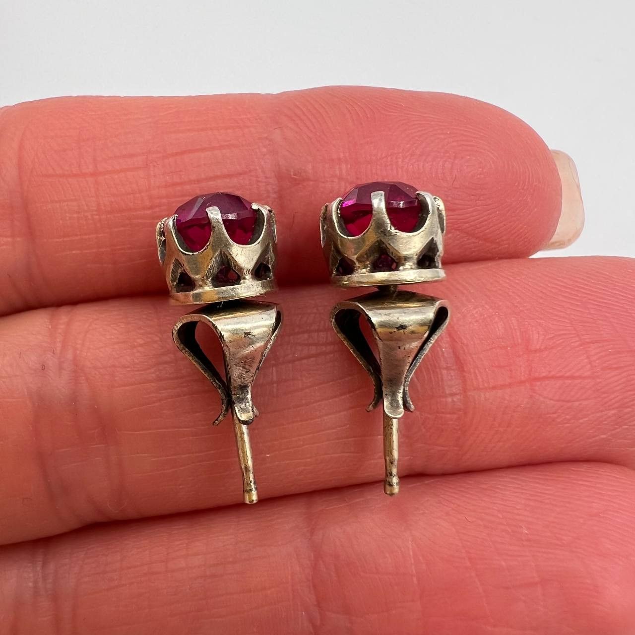 Vintage 1980s Vintage Soviet Gilded Silver 875 Stud Earrings Signed Size ONE SIZE - 3 Thumbnail