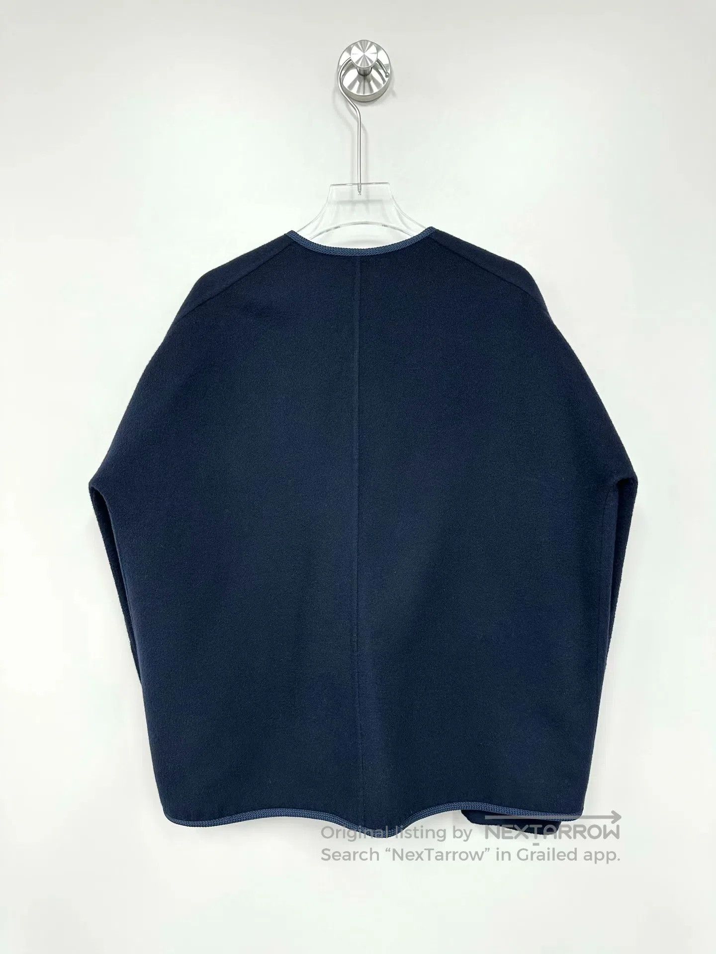 Hermes Hermes Navy Blue Cashmere Shawl Coat Jacket| Size XS / US 0-2 / IT 36-38 - 2 Thumbnail