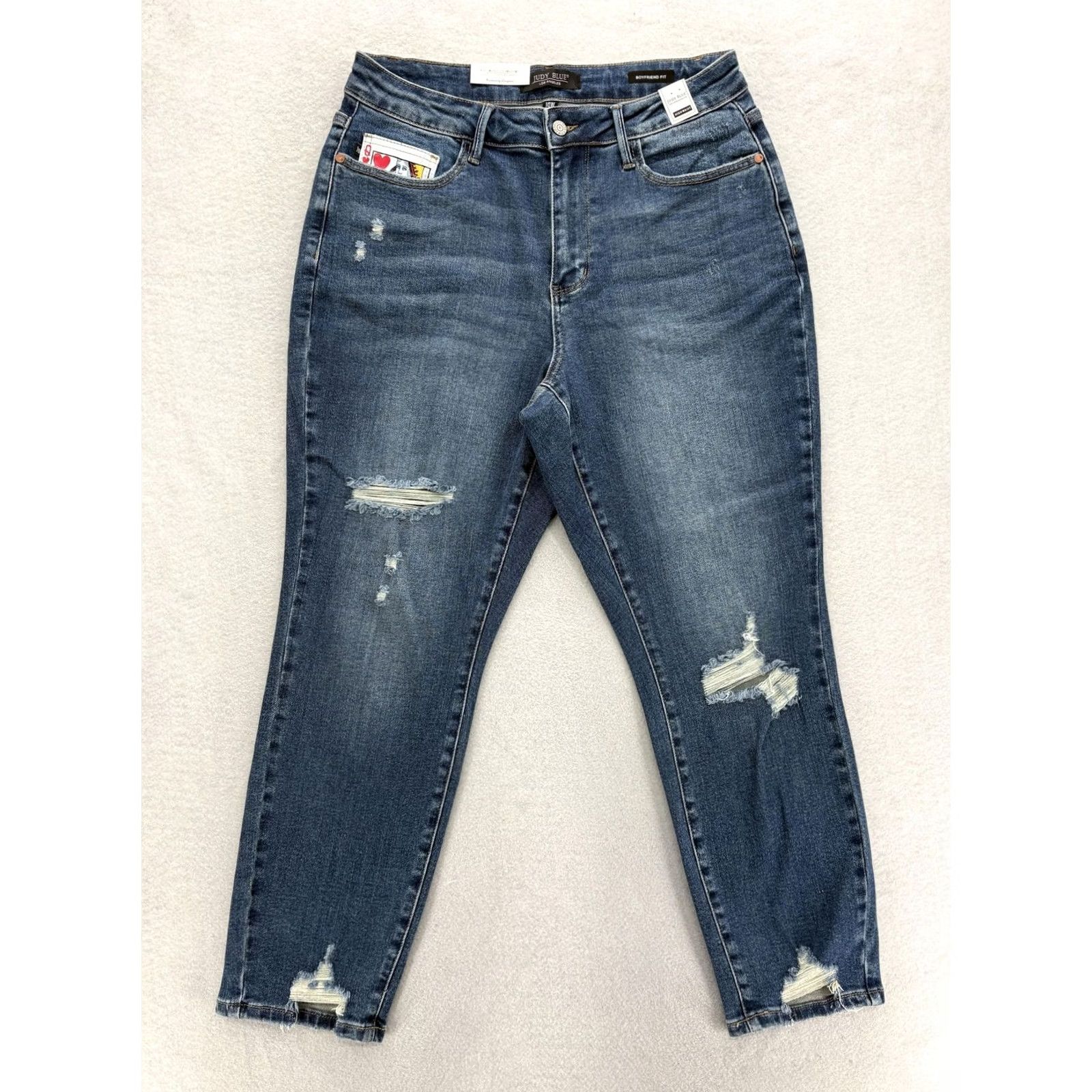 Vintage Judy Blue Boyfriend Jeans Womens 14W Blue Medium Wash High Rise Distressed NWT Jeans Womens 14W Blue Medium Wash Distressed NWT Size 36" / US 14 / IT 50 - 2 Thumbnail
