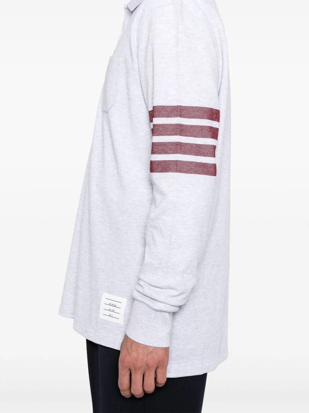 Thom Browne o1s22i1n1124 Long-Sleeved 4-Bar Polo Shirt in Grey Size US M / EU 48-50 / 2 - 3 Thumbnail