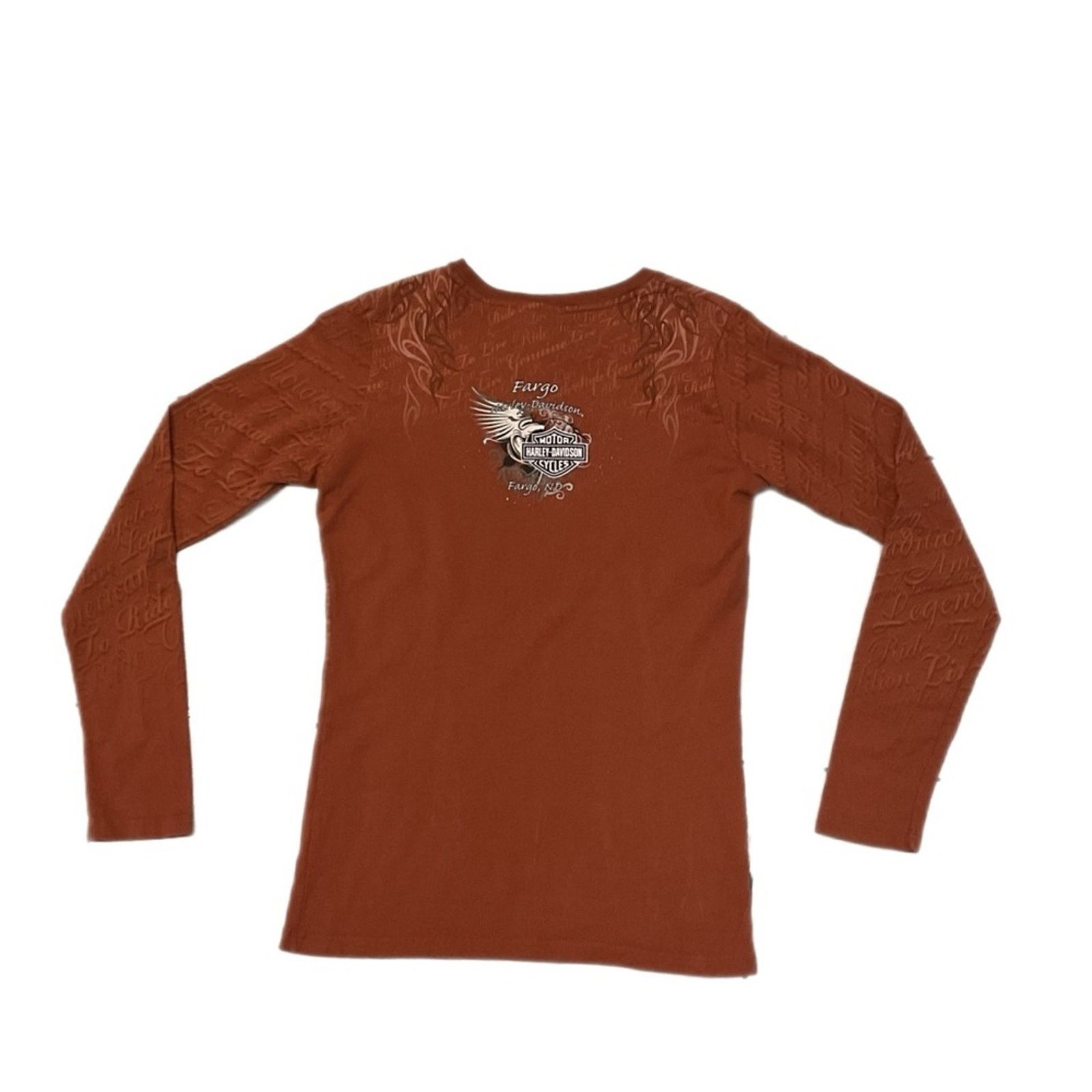 Harley Davidson Vintage Harley Davidson Burnt Orange AOP Long Sleeve Shirt Size L / US 10 / IT 46 - 2 Thumbnail