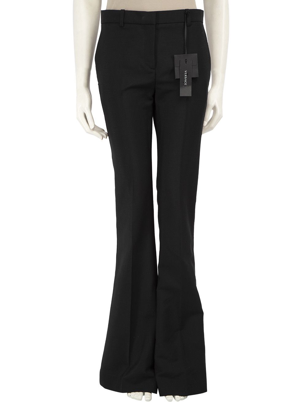 Versace Black Mohair Pleated Straight Leg Trousers Size 25" / US 0 / IT 36 - 1 Thumbnail