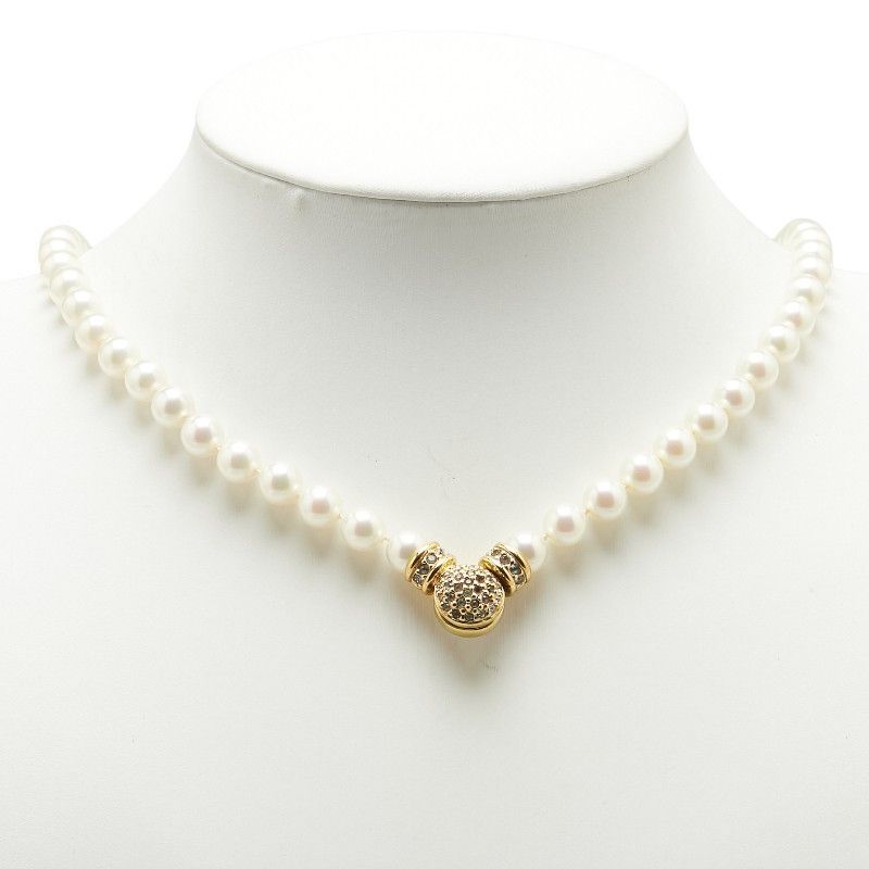 Dior Dior Dior Pearl Rhinestone Necklace Metal Necklace Size ONE SIZE - 1 Thumbnail