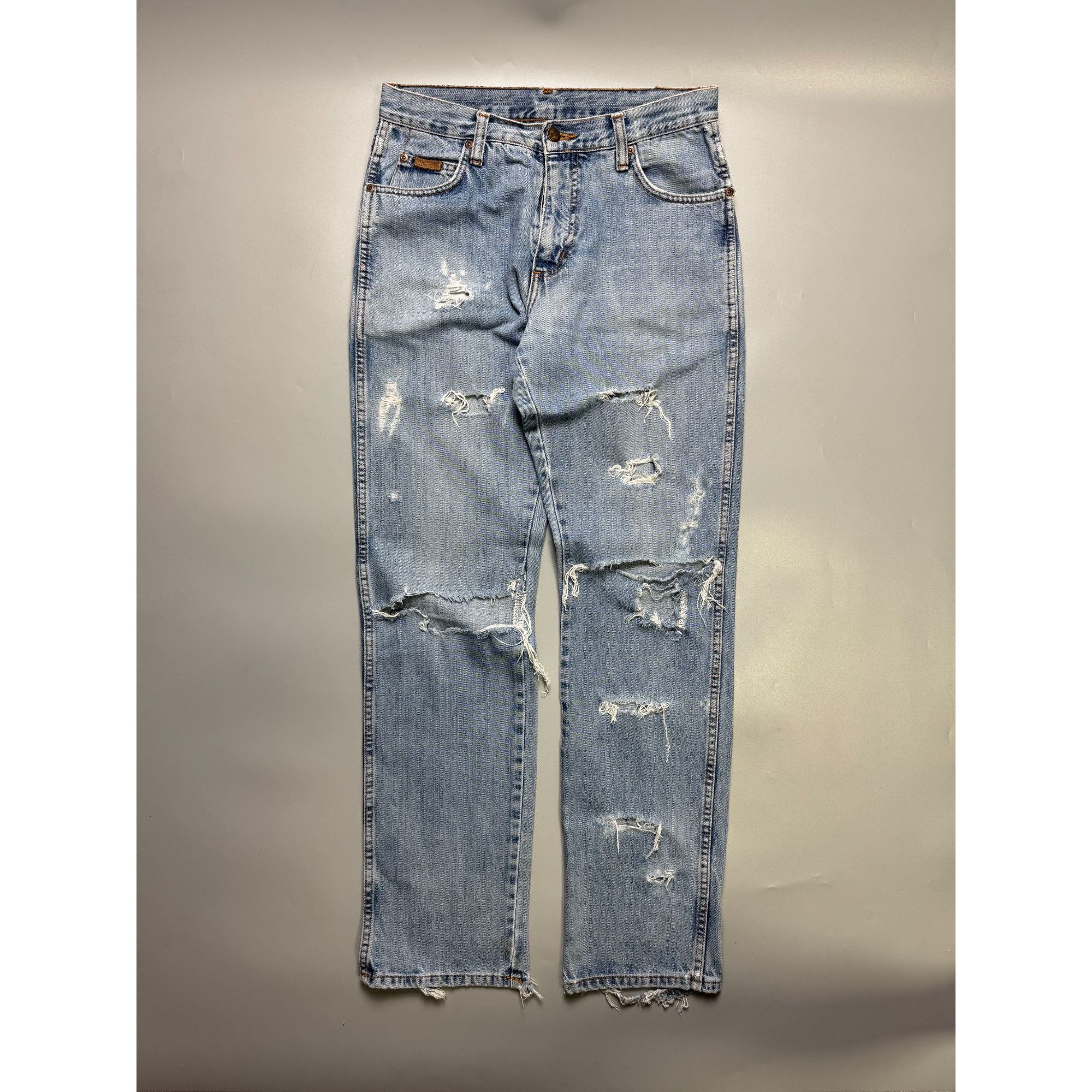 Wrangler Wrangler Texas Light Wash Distressed Denim Jeans (Y1139) Size US 30 / EU 46 - 1 Thumbnail