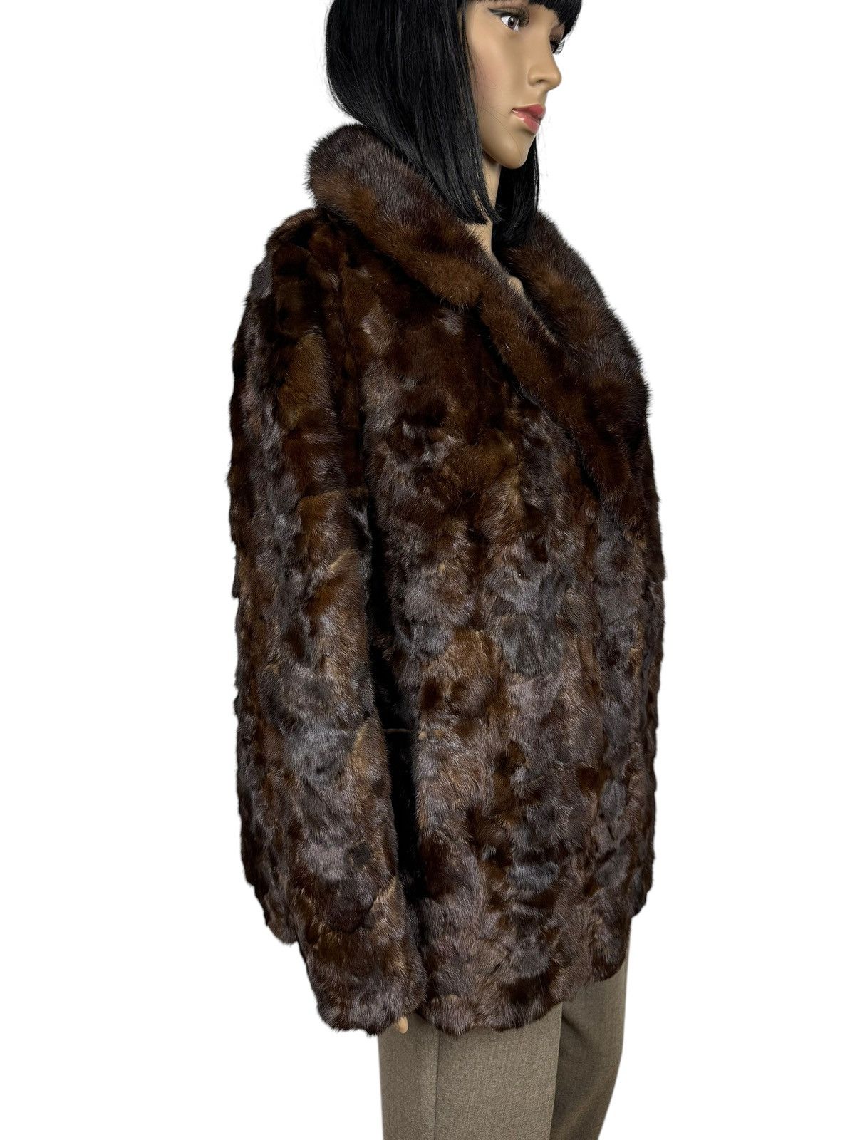 Handmade Brown Real Mink Fur Coat Jacket Size Large Size L / US 10 / IT 46 - 5 Thumbnail