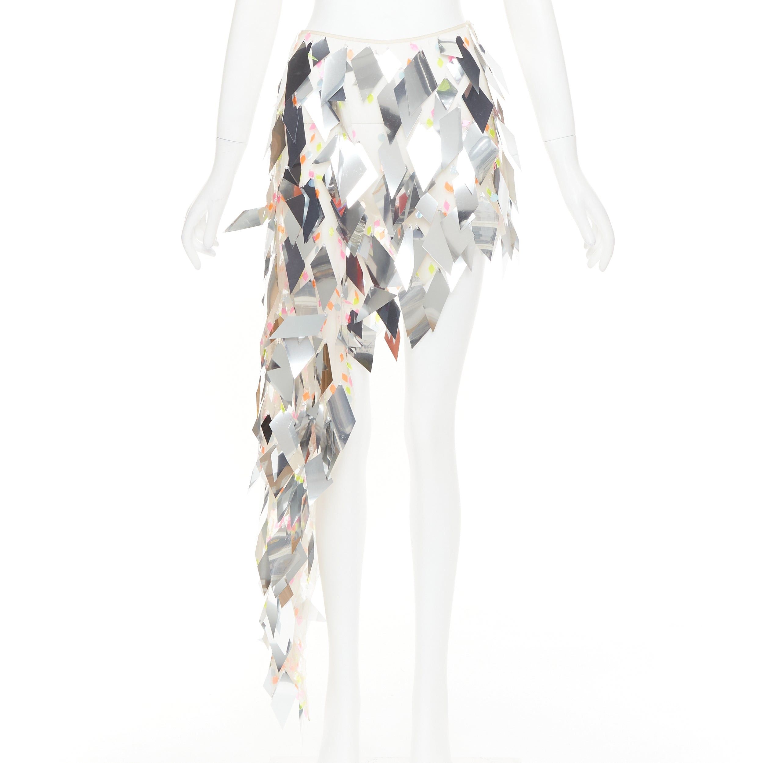 Alexandre Vauthier ALEXANDRE VAUTHIER COUTURE SS2023 Runway hand embellished silver paillettes bead asymmetric skirt Size 25" / US 0 / IT 36 - 1 Thumbnail