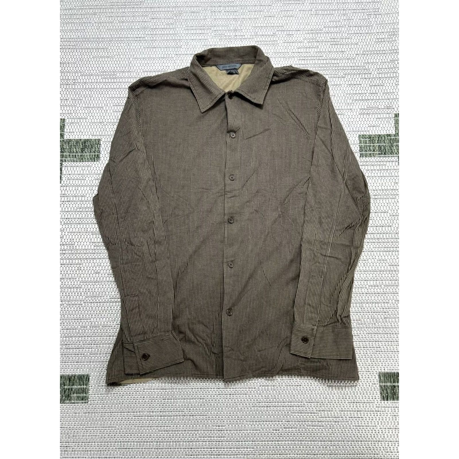 John Varvatos John Varvatos Shirt Men Medium Brown Striped Cotton Button-Up Size US M / EU 48-50 / 2 - 2 Thumbnail