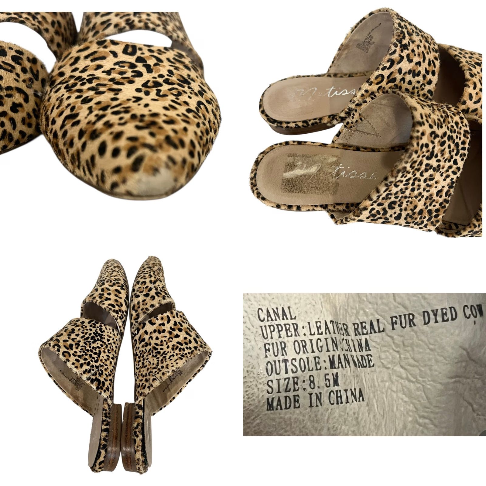 Matisse Matisse Flats Mules Animal Print Fur Dyed Cow Leather Slides Pointed Toe 8.5 Tan Women Slip On Flat Size US 9 / IT 39 - 8 Thumbnail