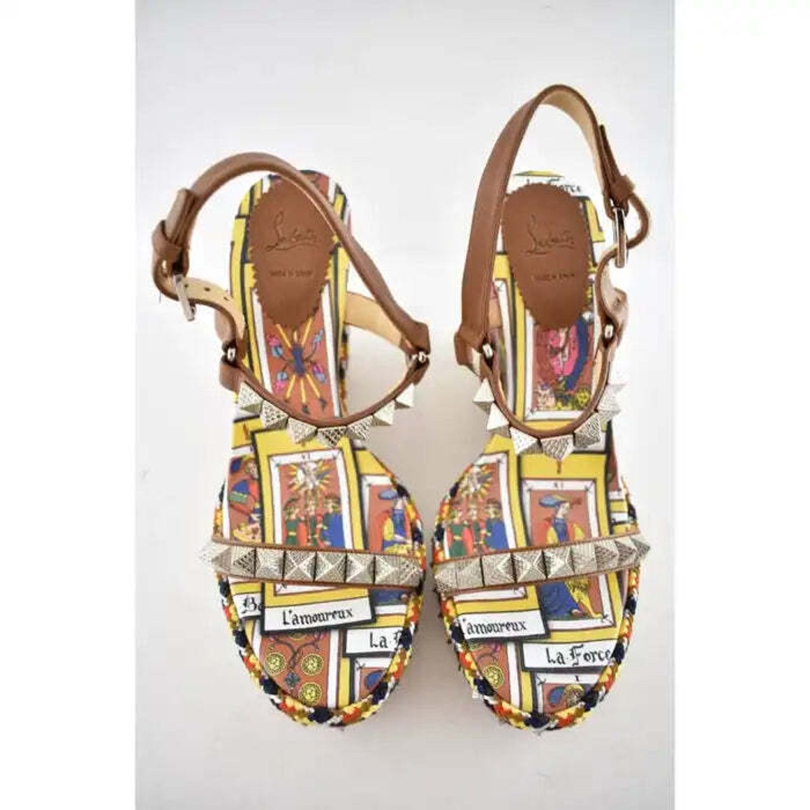 Christian Louboutin Pyraclou 110 Tarot Card Platform Wedge Sandal Heel Pump 39 Size US 9 / IT 39 - 7 Thumbnail