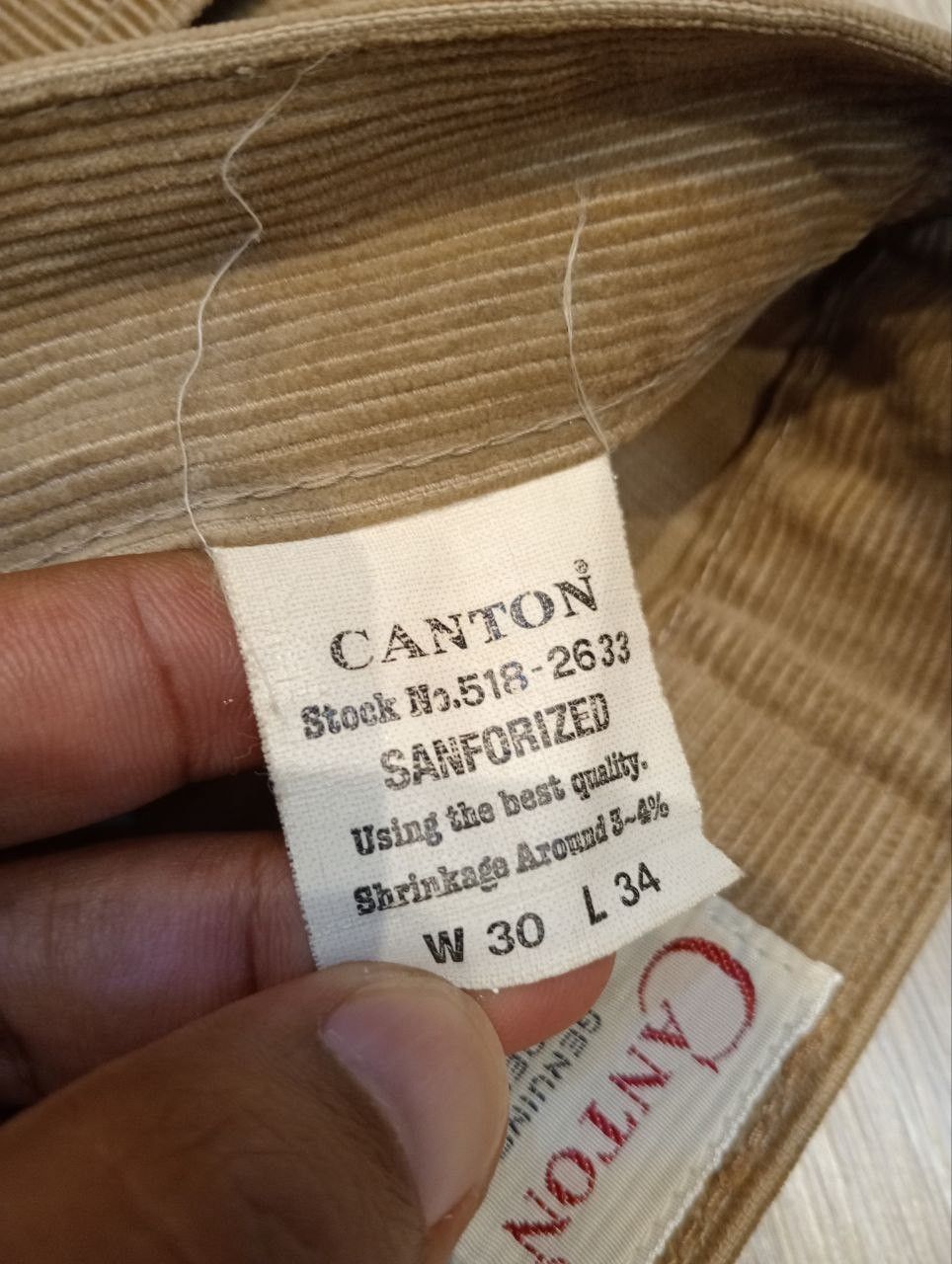 Vintage CANTON LOT 518 SANFORIZED UNION MADE CORDUROY PANTS Size US 30 / EU 46 - 7 Thumbnail