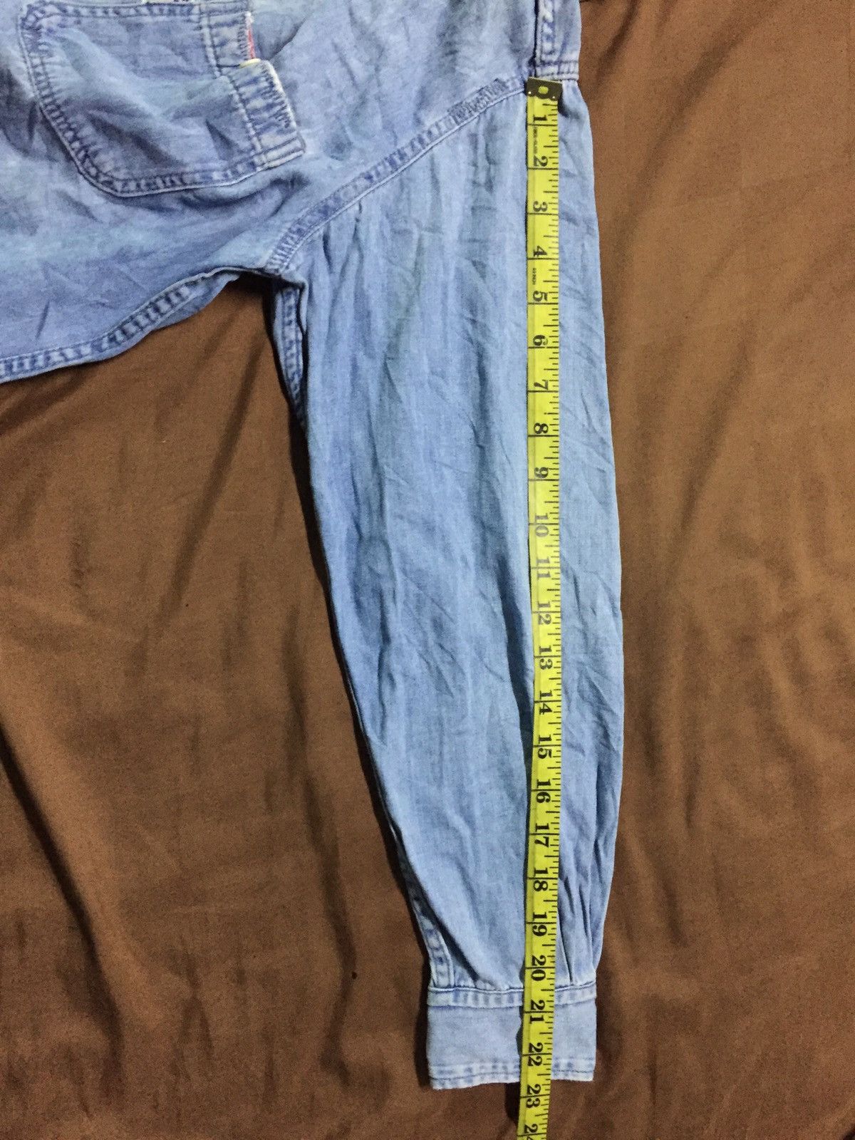 Japanese Brand Vintage Blue Blue Distressed Sunfaded Chambray Size US L / EU 52-54 / 3 - 10 Thumbnail