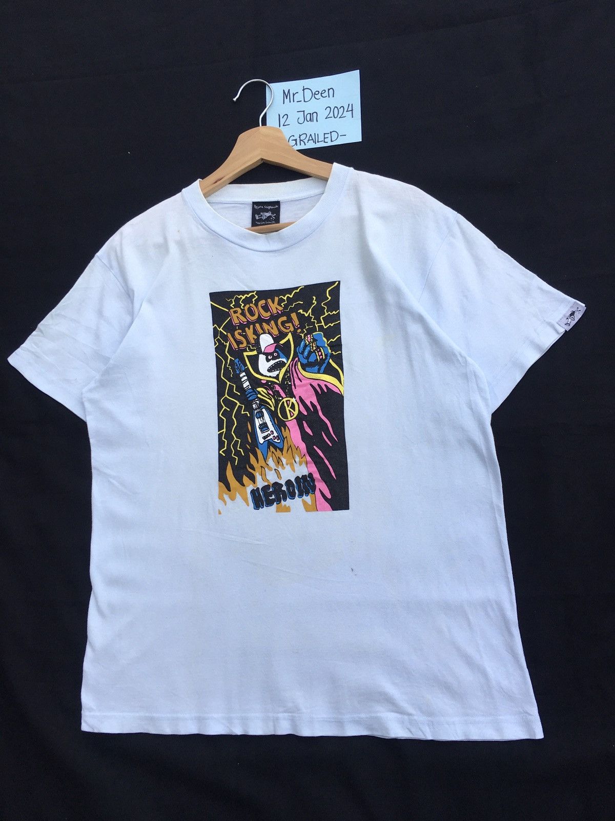 Hook-Ups Rare Vintage HEROIN Skateboard Rock is King Tshirt Size US M / EU 48-50 / 2 - 4 Thumbnail