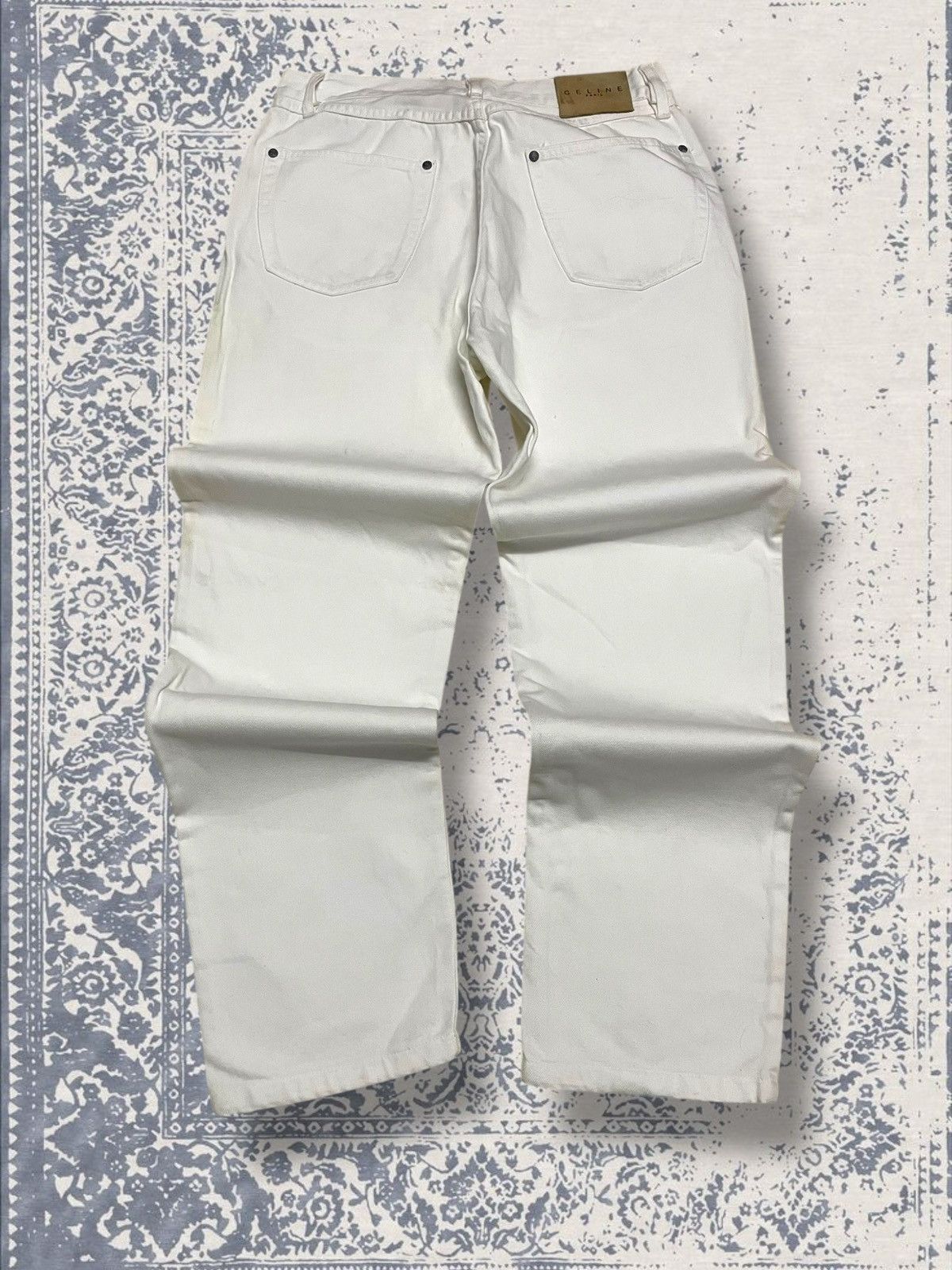 Celine Vintage Og 1990s Designer Celine Paris Baggy White Denim Size US 28 / EU 44 - 9 Thumbnail