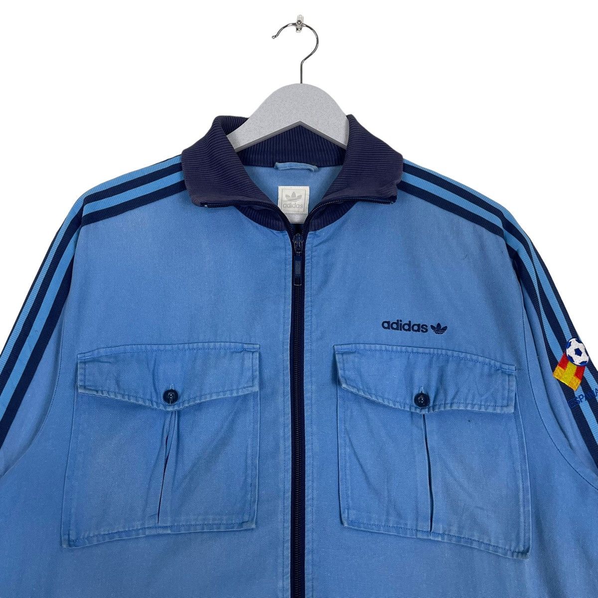 Adidas × Vintage 💥ADIDAS TRAINER BLUE STRIPE DOUBLE POCKET Size US L / EU 52-54 / 3 - 3 Thumbnail