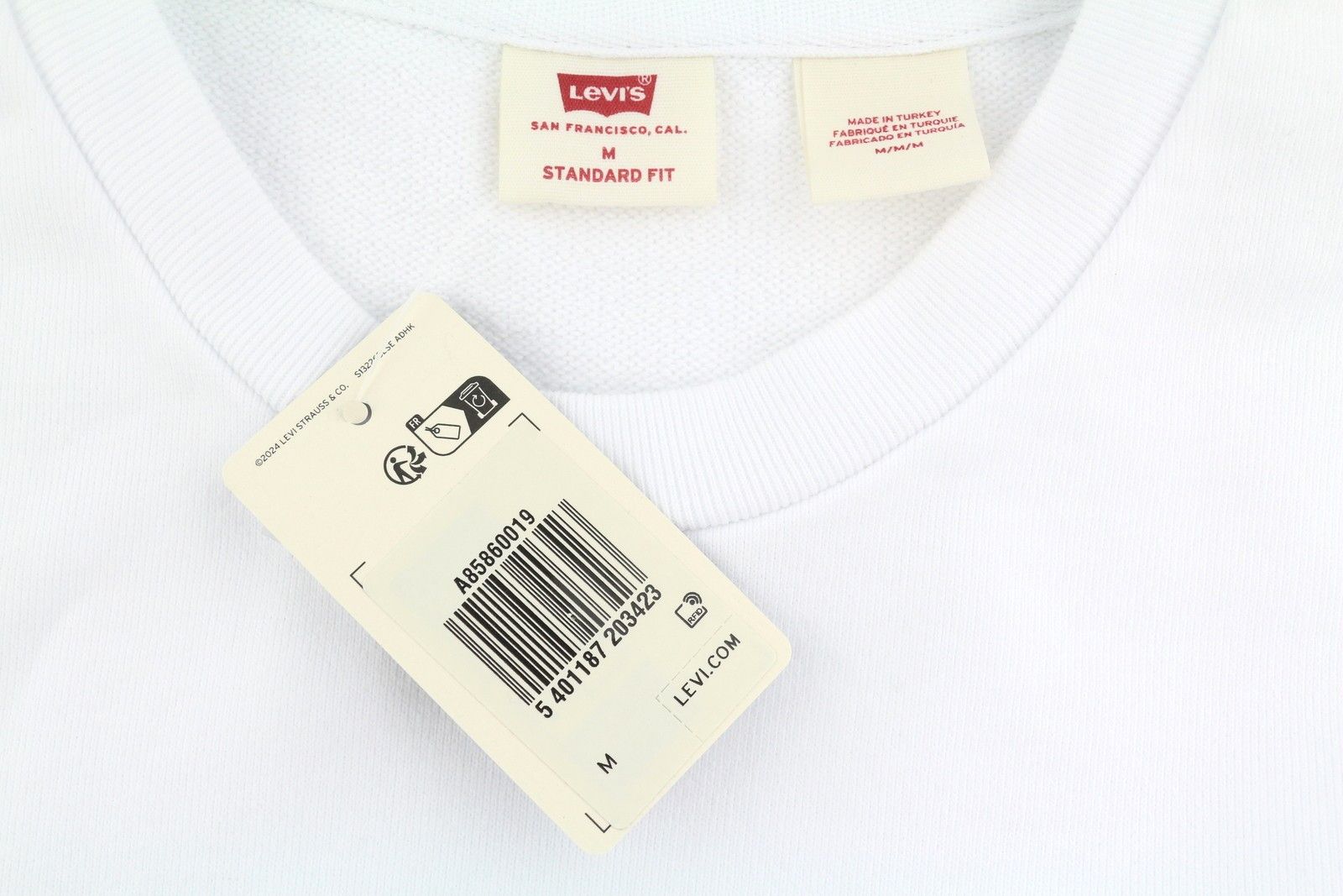 Levi's STANDARD FIT M White Crew Neck Logo Cotton Pullover 87103 Size US M / EU 48-50 / 2 - 7 Thumbnail