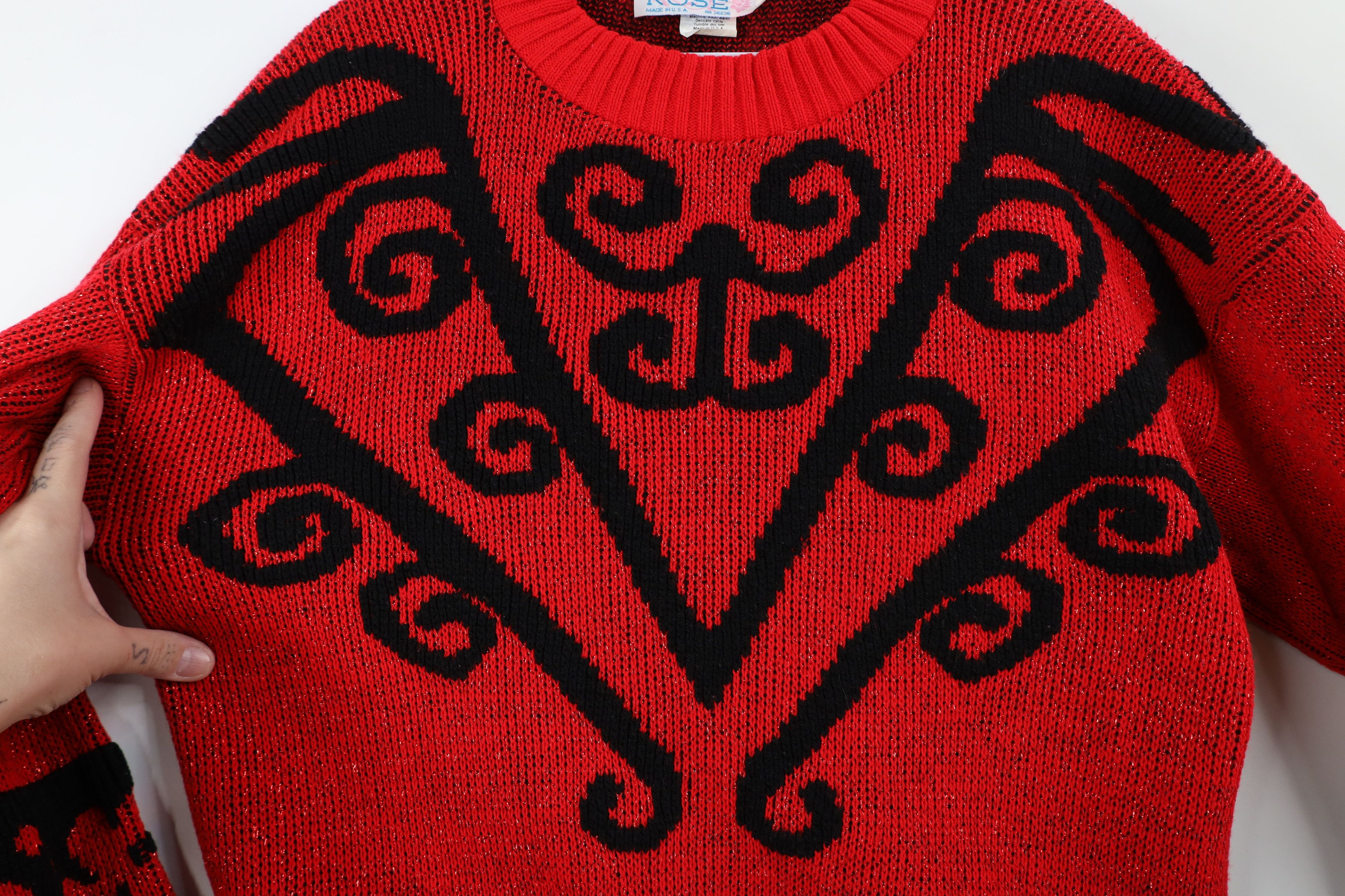 Vintage Vintage 90s Streetwear Geometric Metallic Knit Sweater USA Size M / US 6-8 / IT 42-44 - 8 Thumbnail