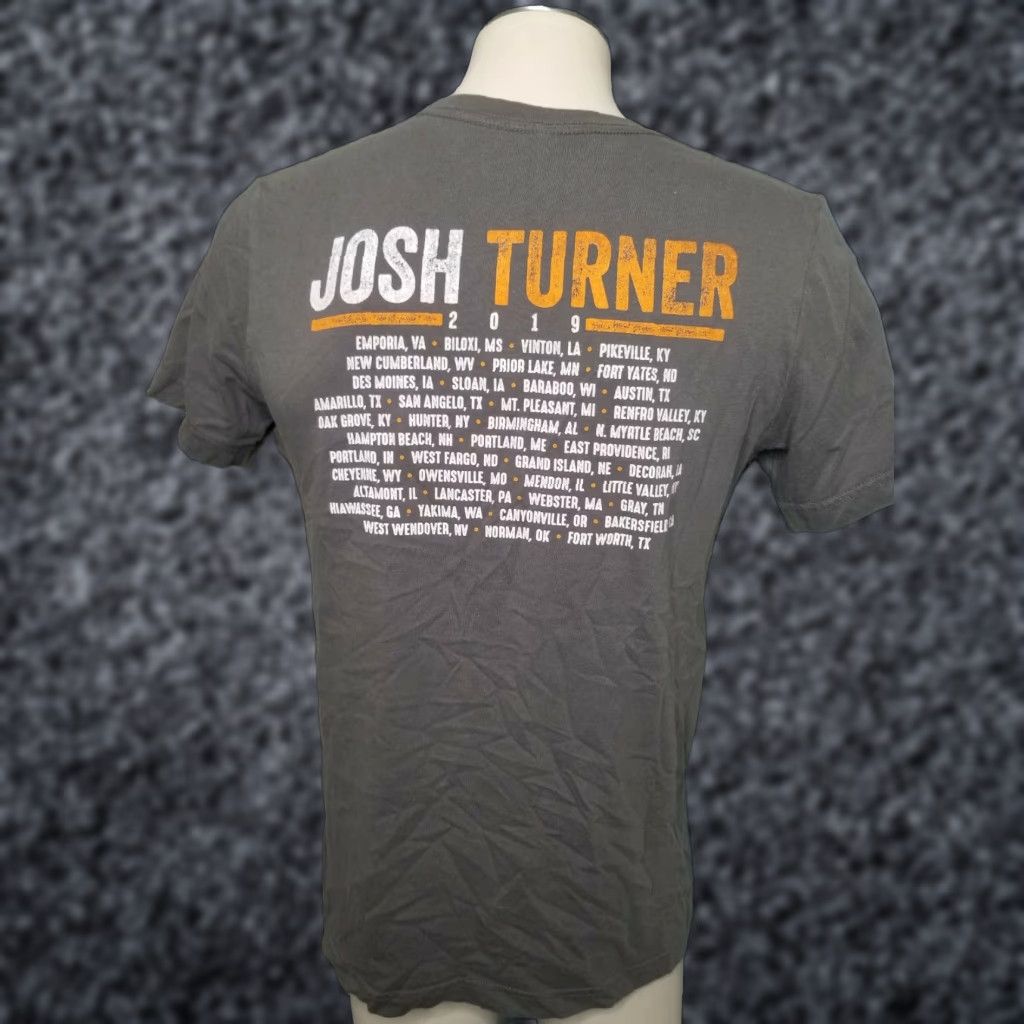 Vintage MENS M 2019 Josh Turner Tour T-Shirt Gray Double Sided Country Band Tee Cotton Crew Neck Short Sleeve Regular Size M Size US M / EU 48-50 / 2 - 1 Thumbnail
