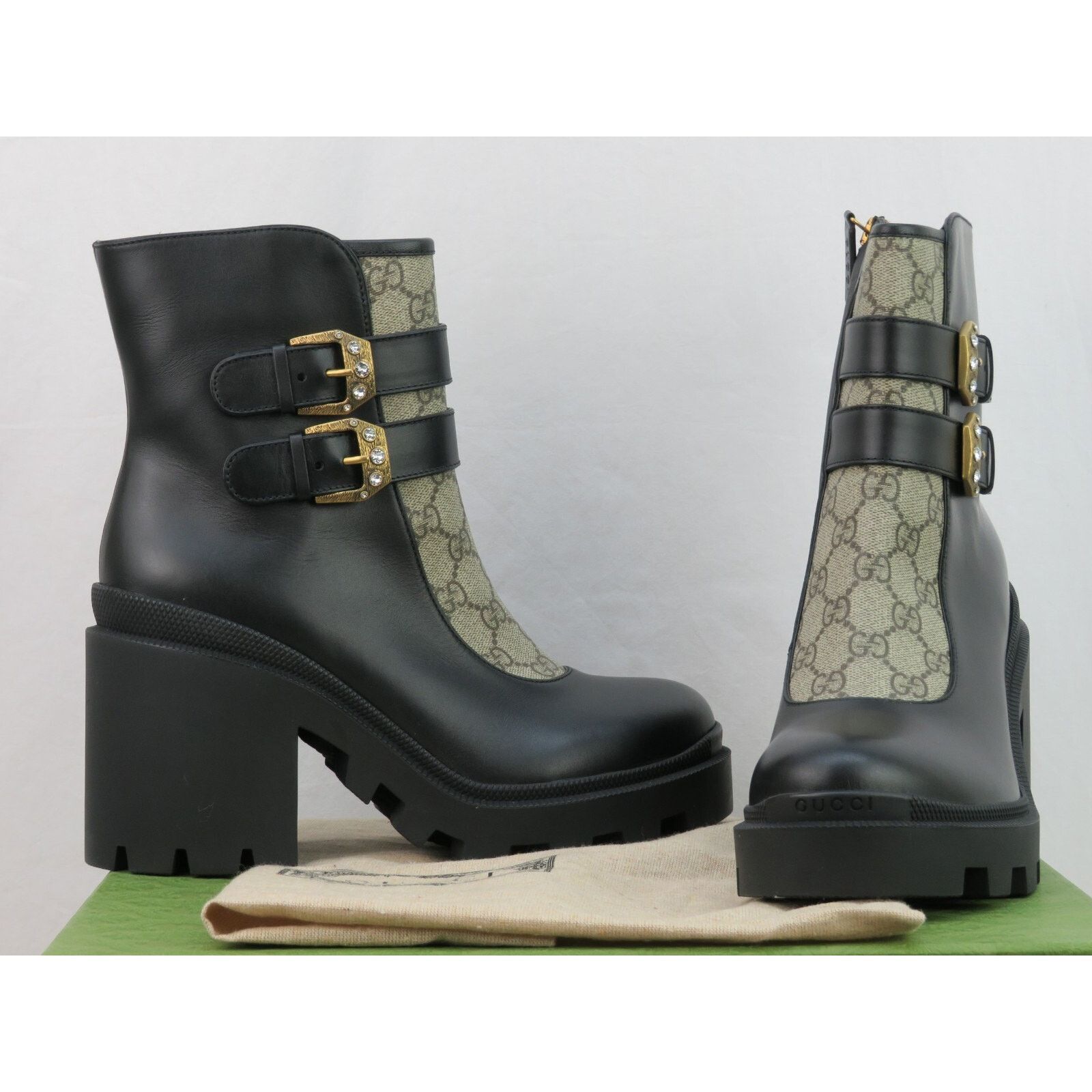 Gucci GUCCI SUPREME KENSINGTON LEATHER CRYSTALS BUCKLE BOOTS 39.5 Size US 9.5 / IT 39.5 - 1 Thumbnail