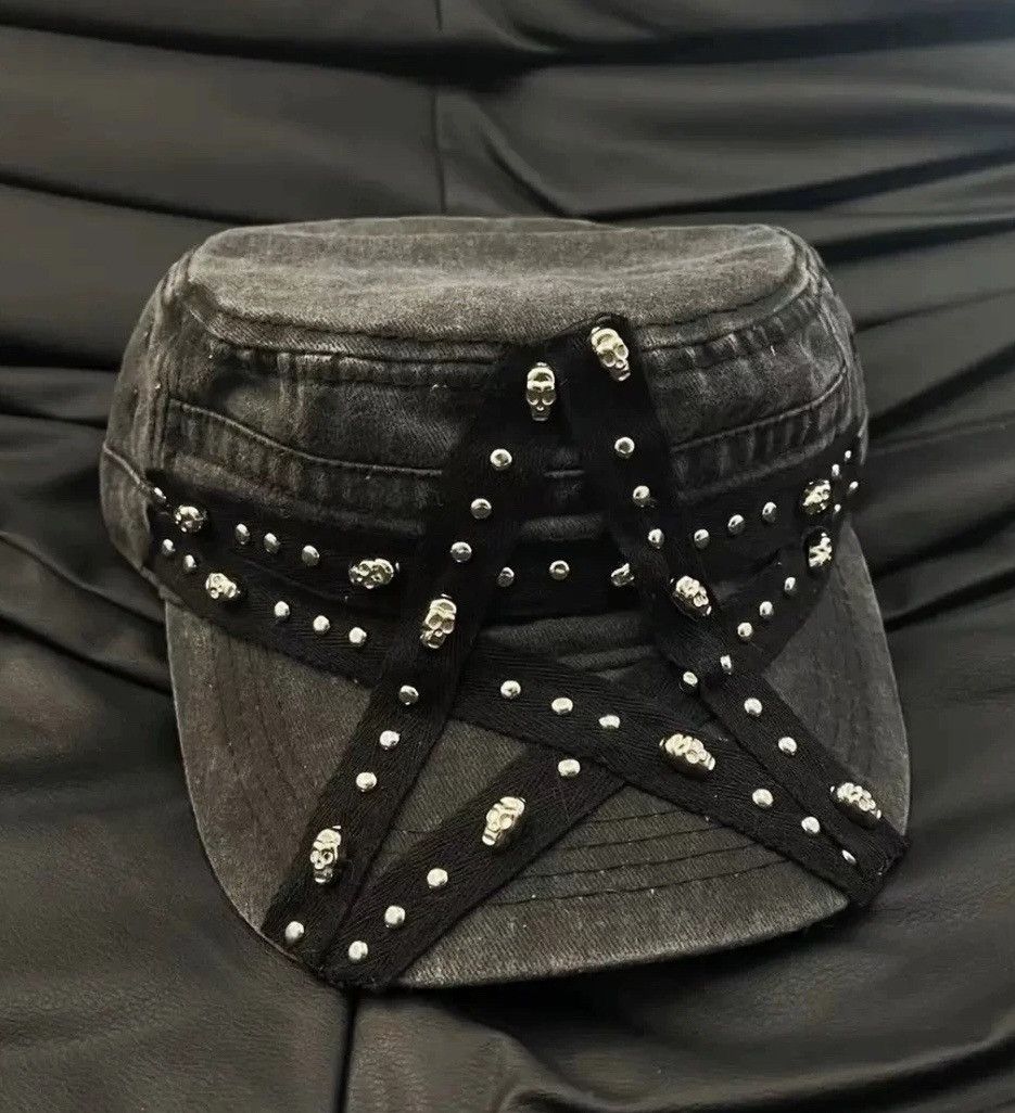 Japanese Brand Utility grunge faded skull studded star y2k military cap hat Size ONE SIZE - 3 Thumbnail