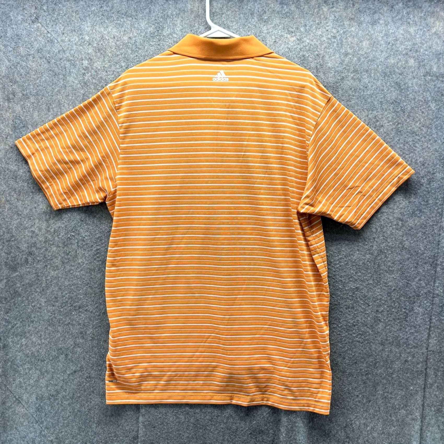 Adidas Adidas Polo Shirt Men Large Orange White Striped Clima Lite Polyester Golf Size US L / EU 52-54 / 3 - 2 Thumbnail