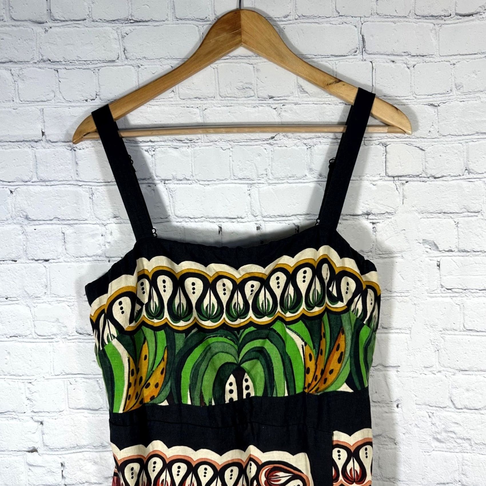 Farm Rio Farm Rio Dress Multicolor Midi L Wrap Tie Spaghetti Straps Tassel Hem Geometric Bohemian Tropical Birds Women Fashion Size L / US 10 / IT 46 - 4 Thumbnail