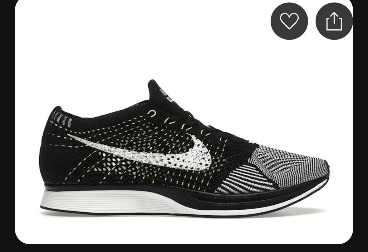 Nike Nike Flyknit Racer Black White Volt 11.5 Size US 11.5 / EU 44-45 - 1 Thumbnail