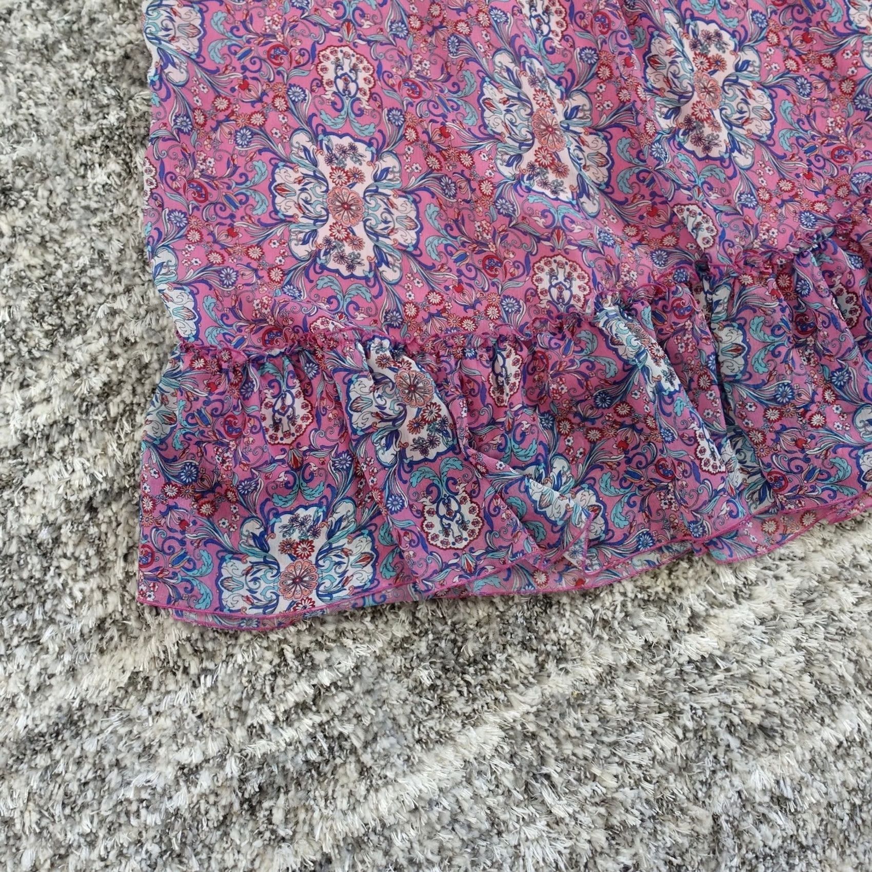 Vintage BISOU BISOU Dress Womens Maxi Sleeveless Floral Ruffles Boho VTG Pink Square Neck Long Casual Party/Cocktail Travel Size M / US 6-8 / IT 42-44 - 5 Thumbnail