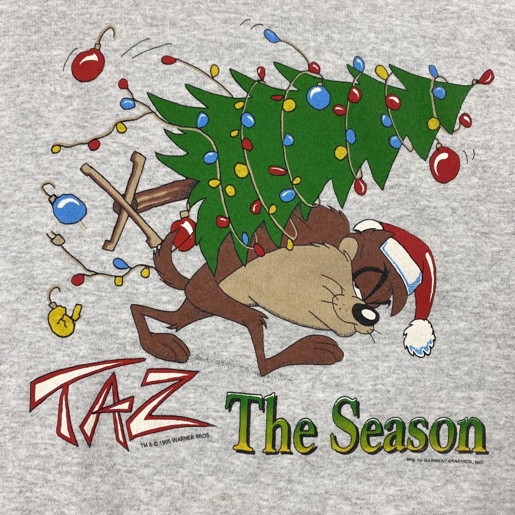 Vintage VINTAGE 1996 LOONEY TUNES TAZ CHRISTMAS SWEATSHIRT PULLOVER GRAY MENS M USA Size US M / EU 48-50 / 2 - 2 Thumbnail