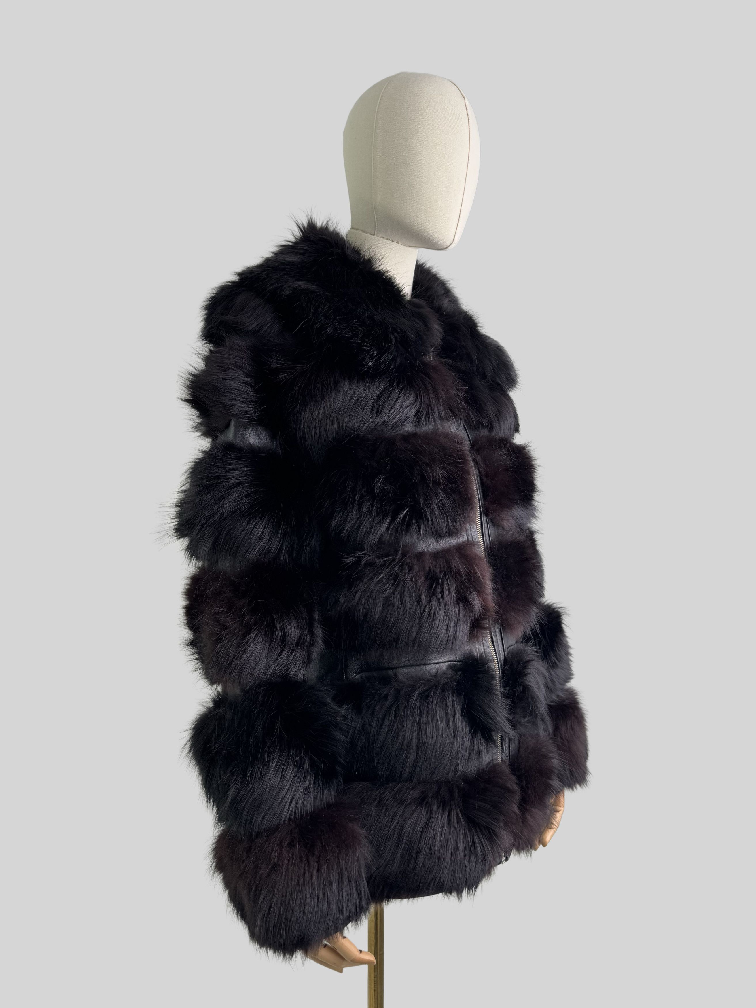 Vintage Women Vintage Leather Real Fur Jacket Winter Coat (D15) Size M / US 6-8 / IT 42-44 - 2 Thumbnail