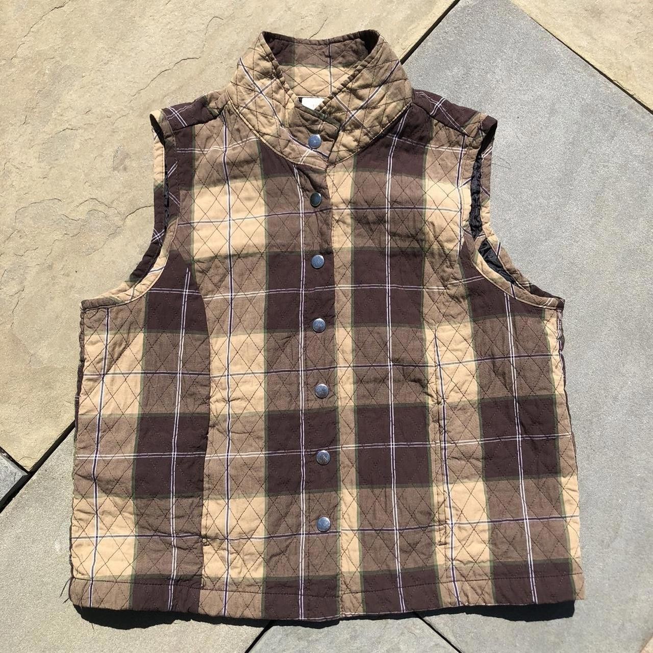 Vintage Vintage 90s Quilted Plaid Snap Vest Size M / US 6-8 / IT 42-44 - 1 Thumbnail