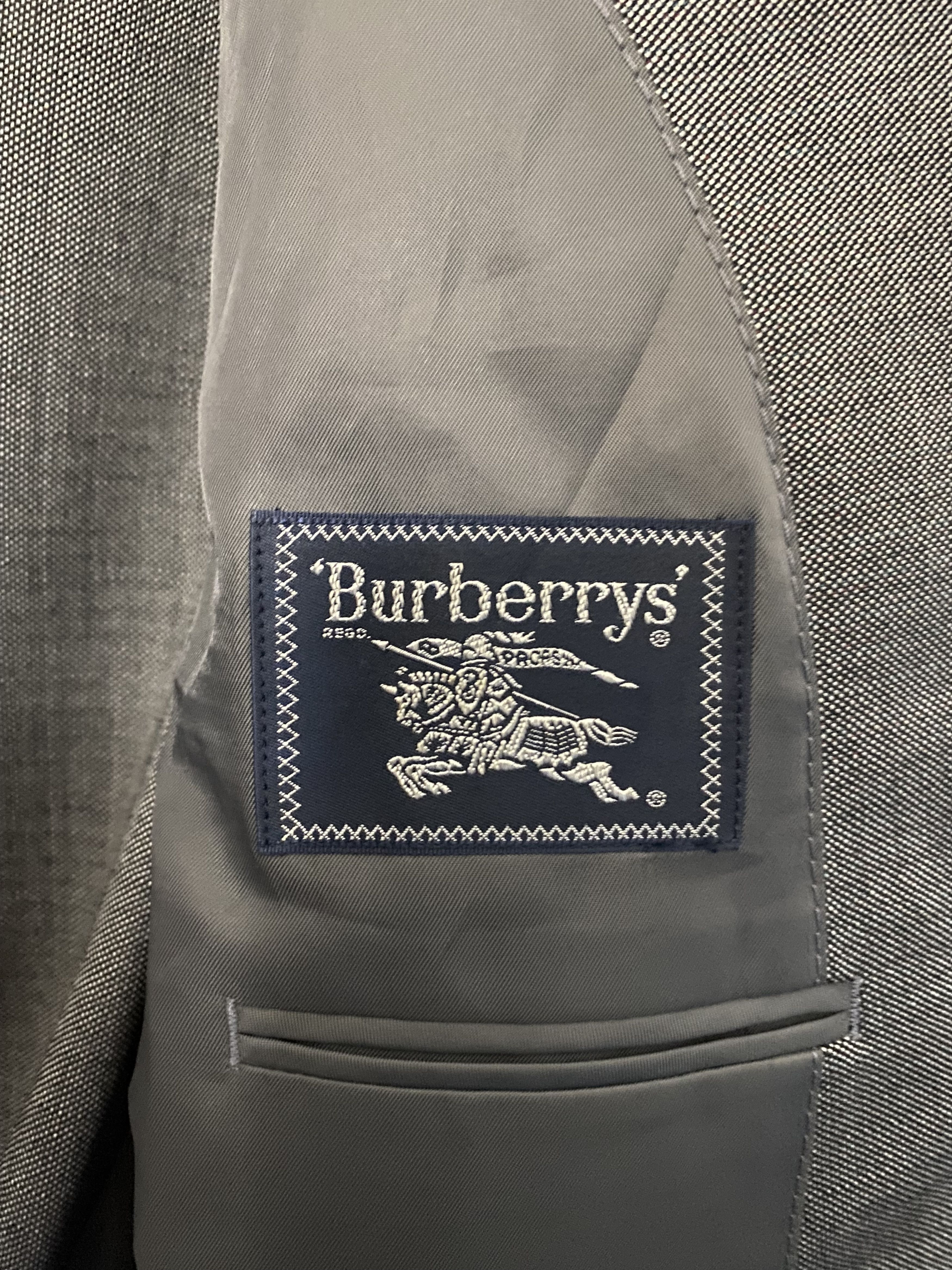 Vtg Burberry Gray Blazer Coat