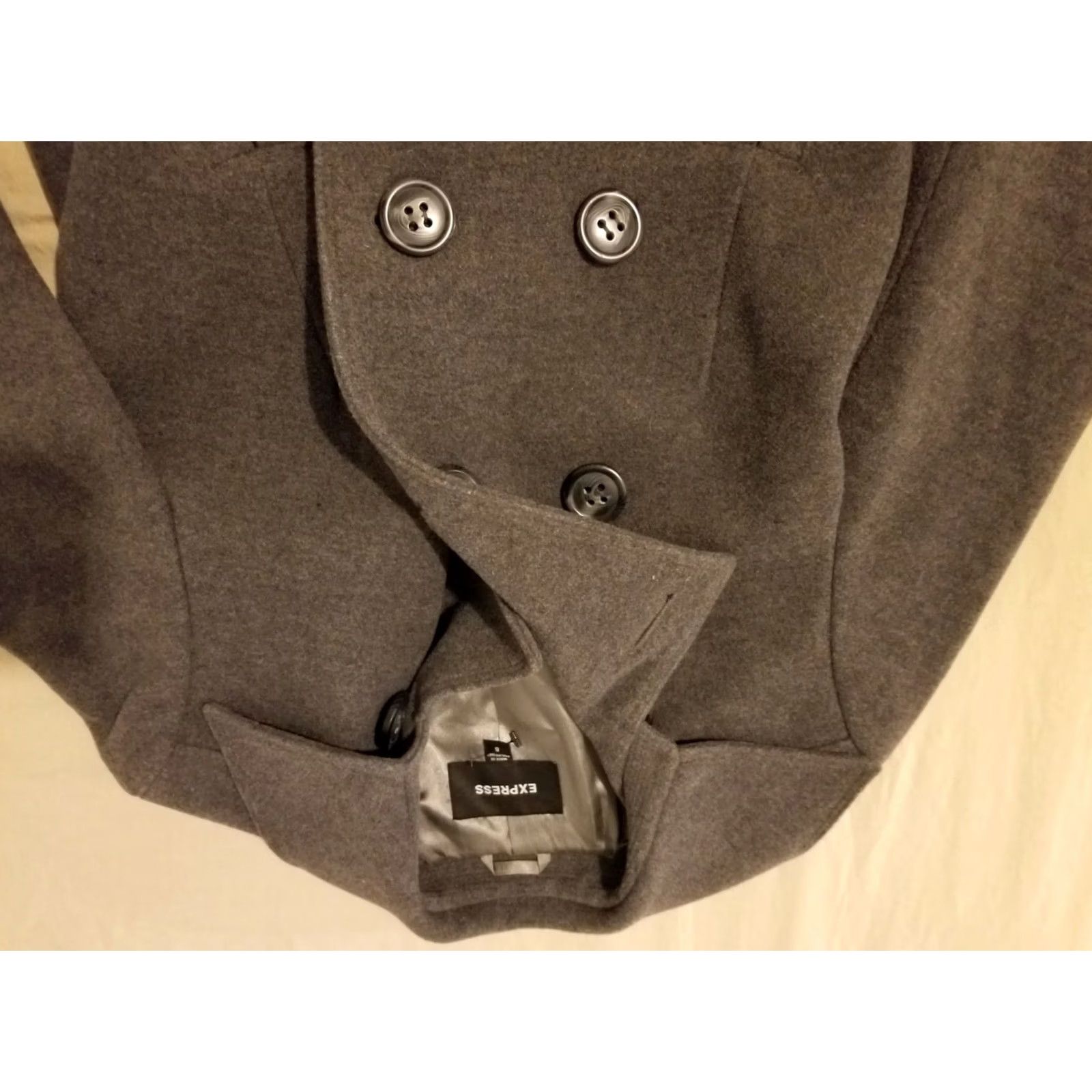 Express Express Womens Grey Wool Pea Coat Jacket 6 Size M / US 6-8 / IT 42-44 - 2 Thumbnail