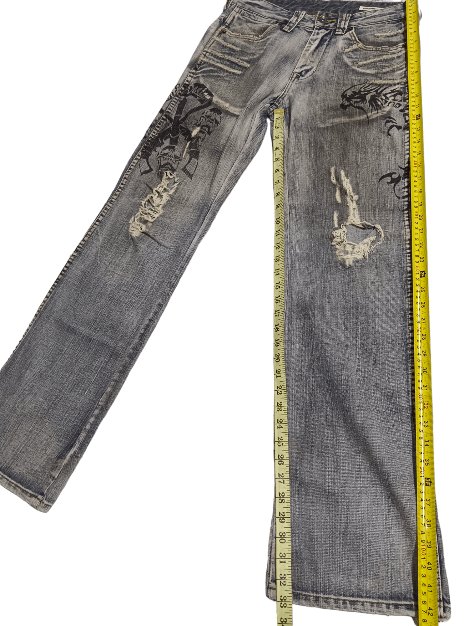 semanticdesign Semantic Design Tribal Tattoo Distressed Flare Denim Size US 30 / EU 46 - 11 Thumbnail