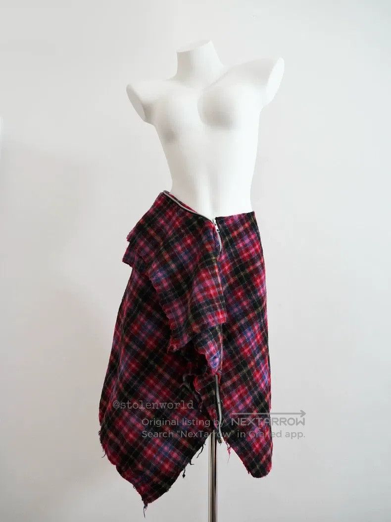 Comme des Garcons Comme Des Garcons size F Asymmetrical zipper plaid skirt Size 23" - 5 Thumbnail