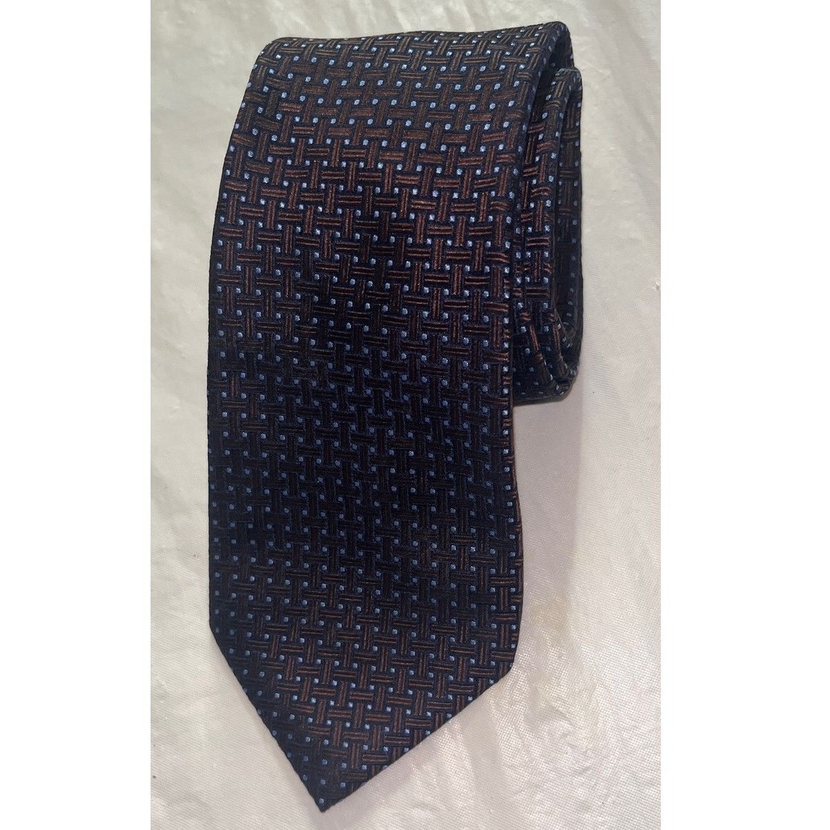 Tasso Elba Tasso Elba Men's Tie All silk Neck-Tie - Brown & Blue - Size ONE SIZE - 7 Thumbnail