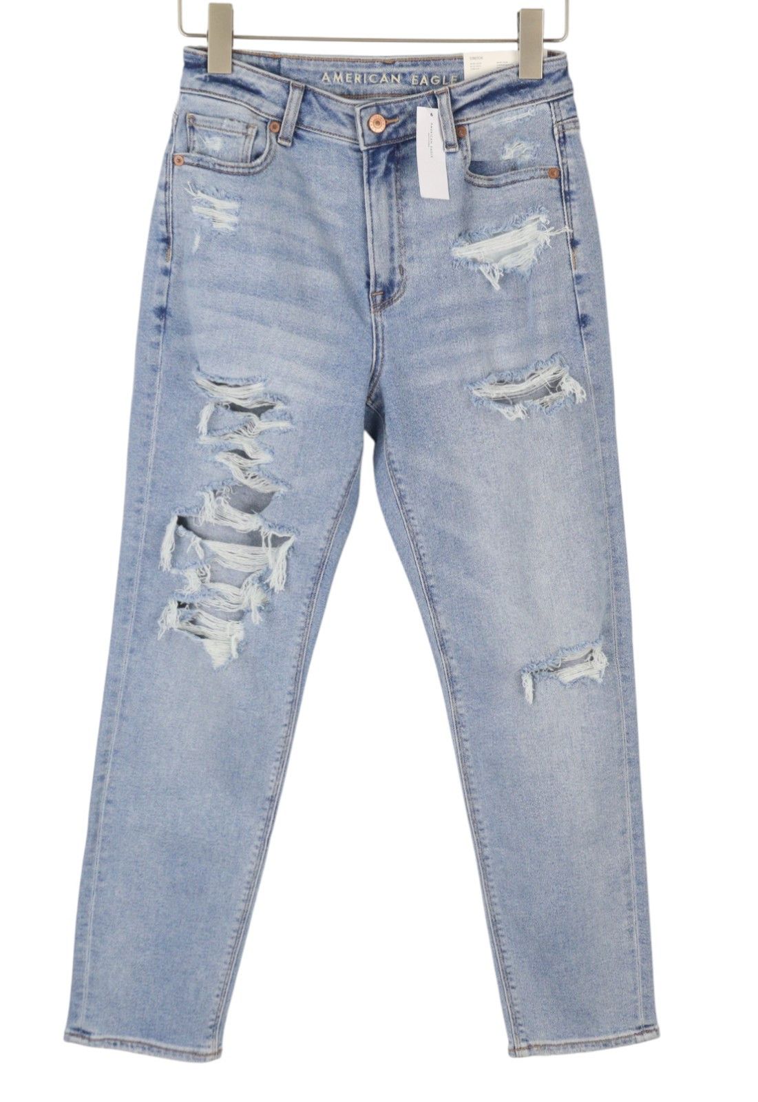 American Eagle Outfitters MOM W27 Blue Path Distress Jeans 88971 Size 27" / US 4 / IT 40 - 1 Thumbnail