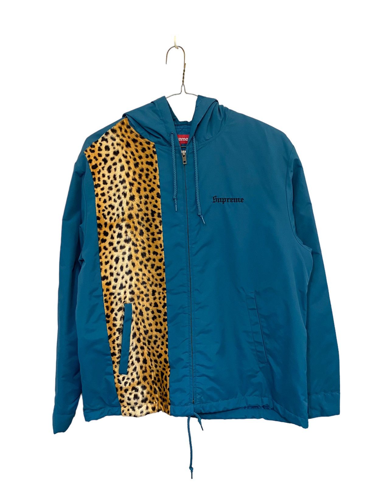 Supreme Cheetah Print Hooded Station Jacket SS19 Blue