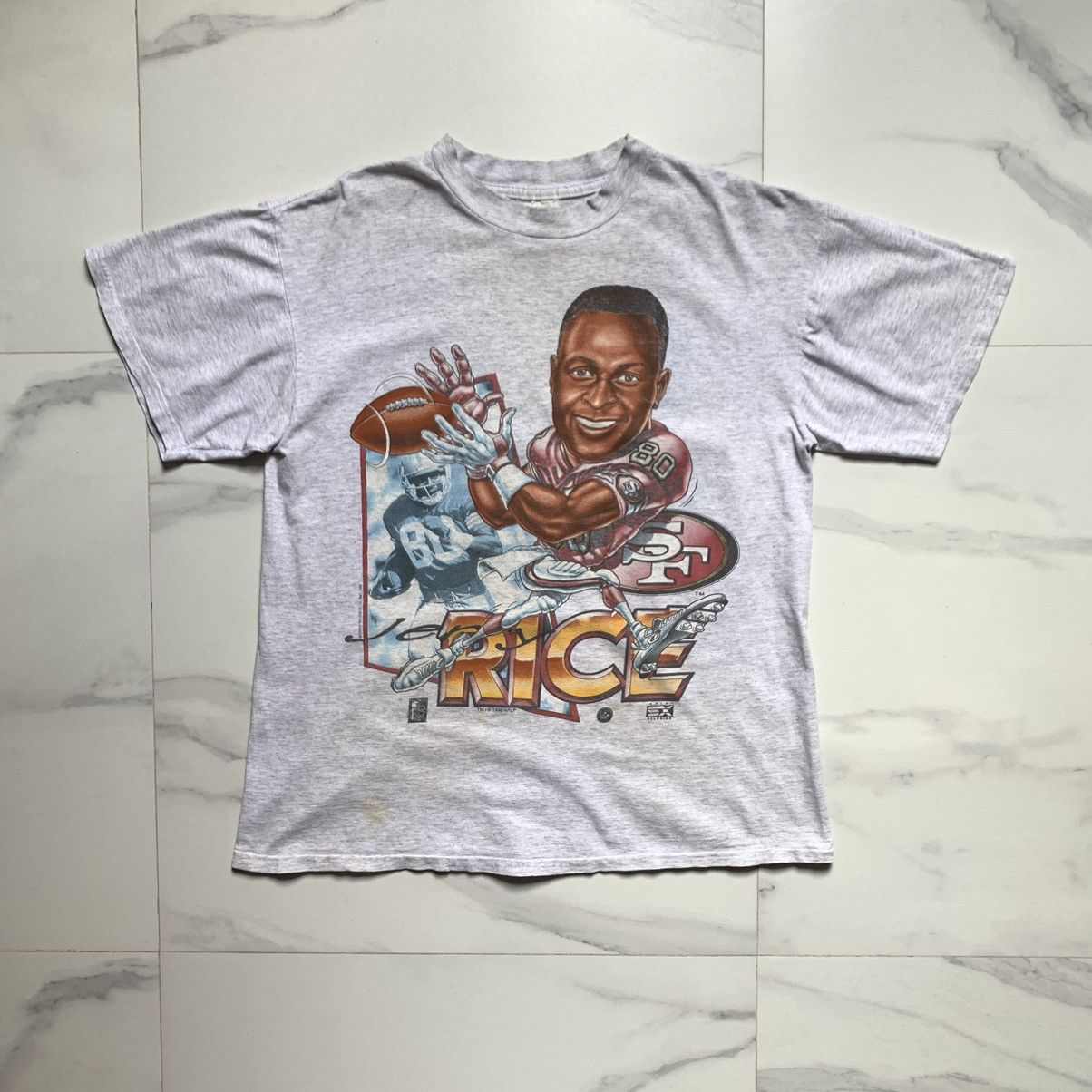 NFL × Vintage Sick Rare! Vintage 1996 Jerry Rice Cartoon T-Shirt Size US L / EU 52-54 / 3 - 2 Thumbnail